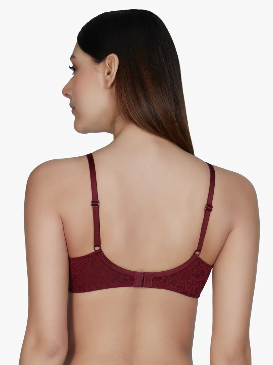 Floral Romance Padded Wired Bra - Maroon