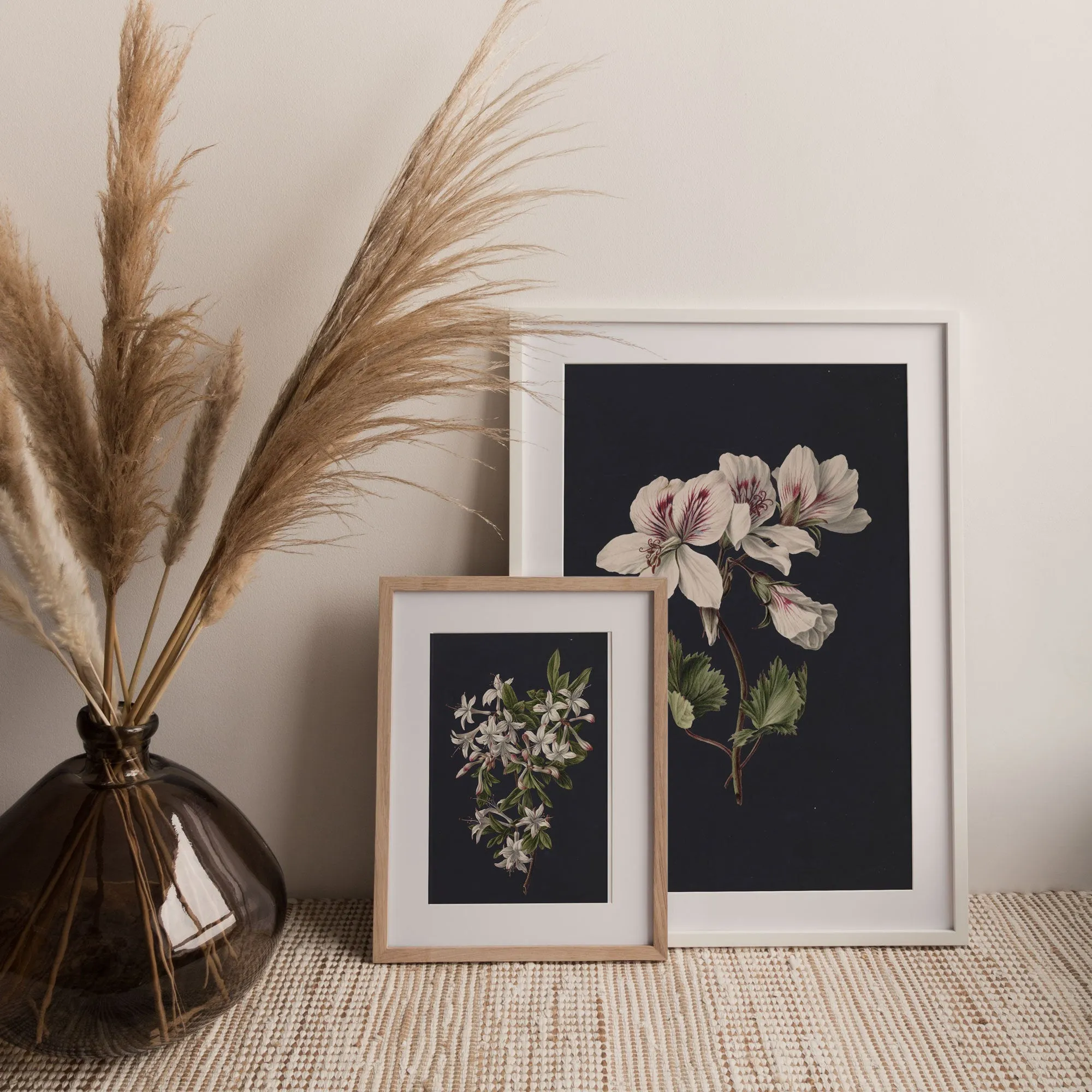 Flowers on Black 1 - Vintage Wall Art