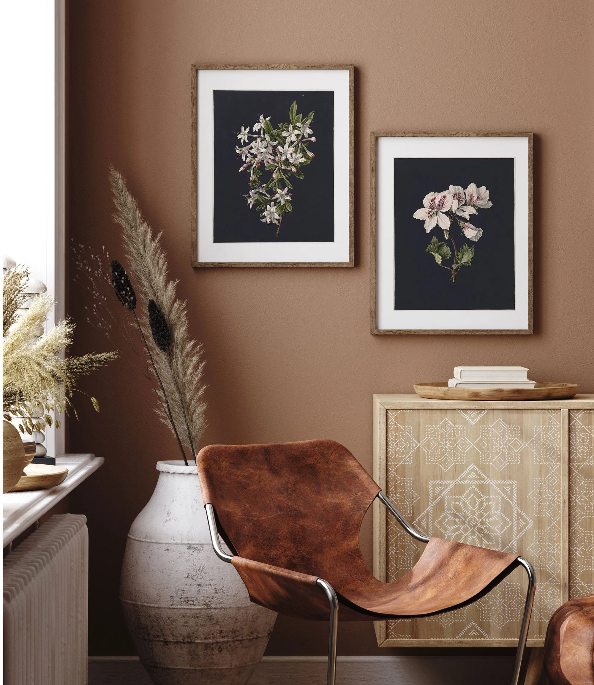 Flowers on Black 1 - Vintage Wall Art