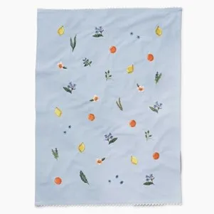 Fruit Stand Embroidered Tea Towel