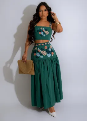 Garden Bloom Skirt Set Green