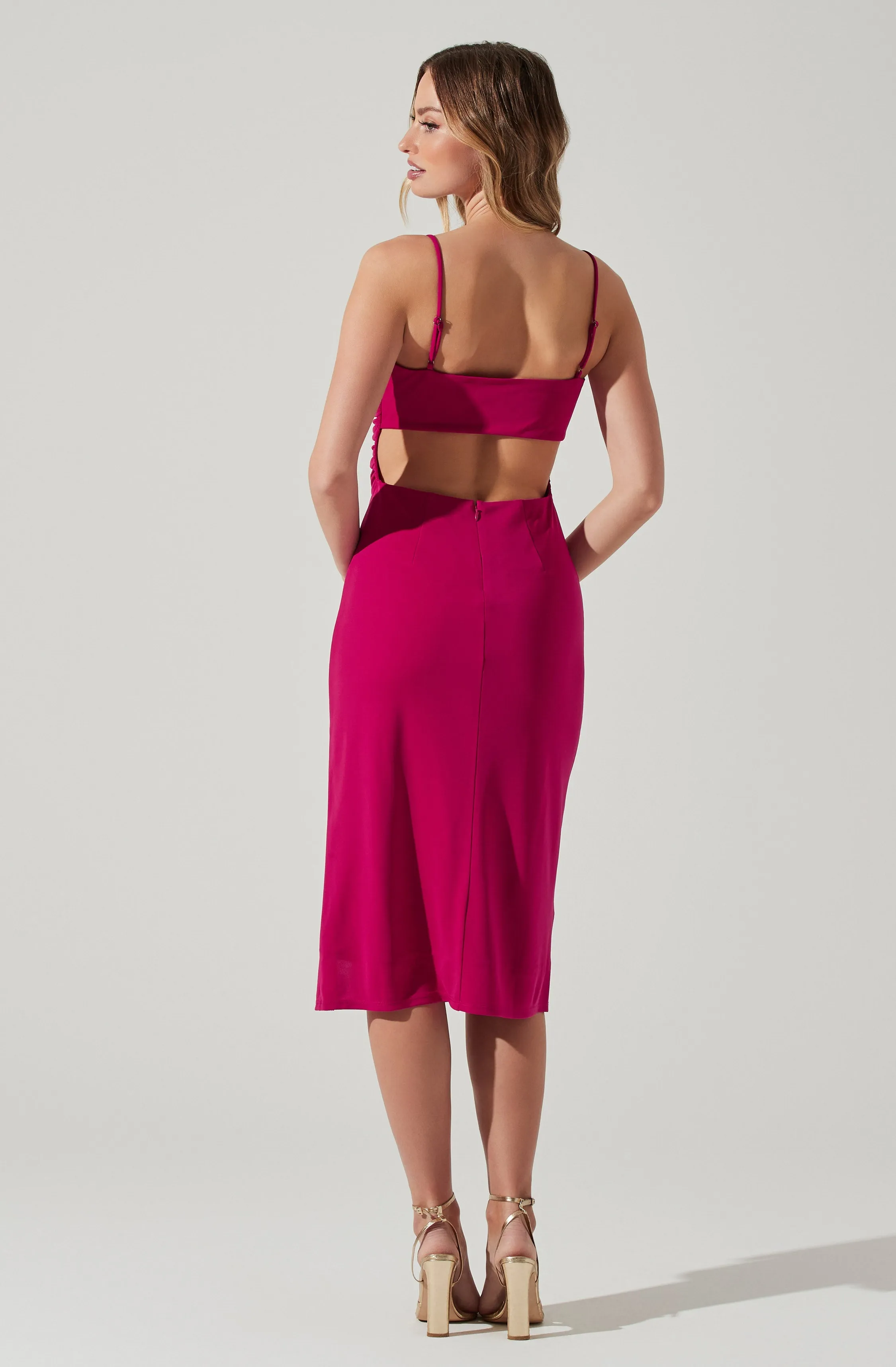 Geller Ruched Cutout Midi Dress