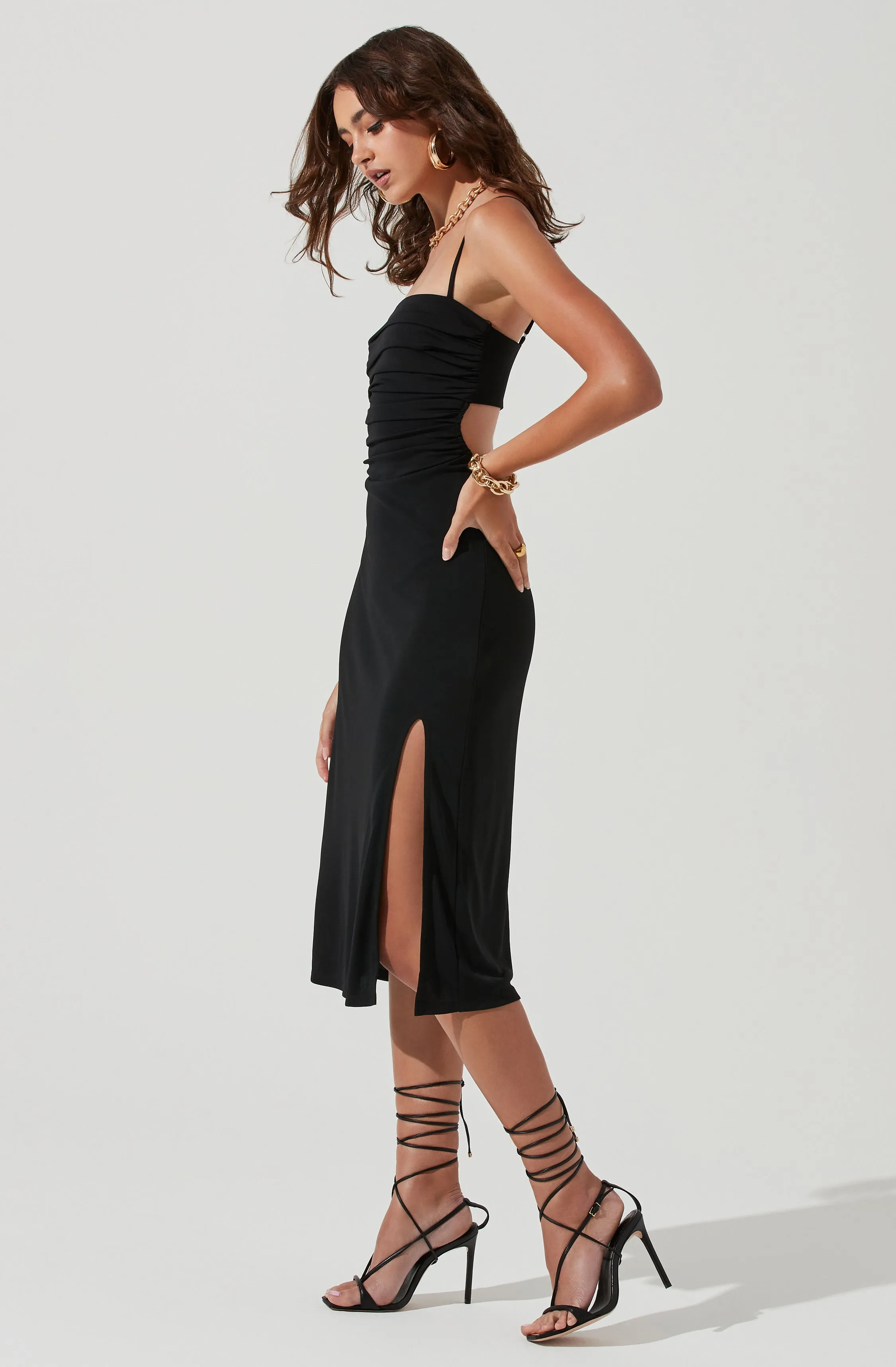 Geller Ruched Cutout Midi Dress