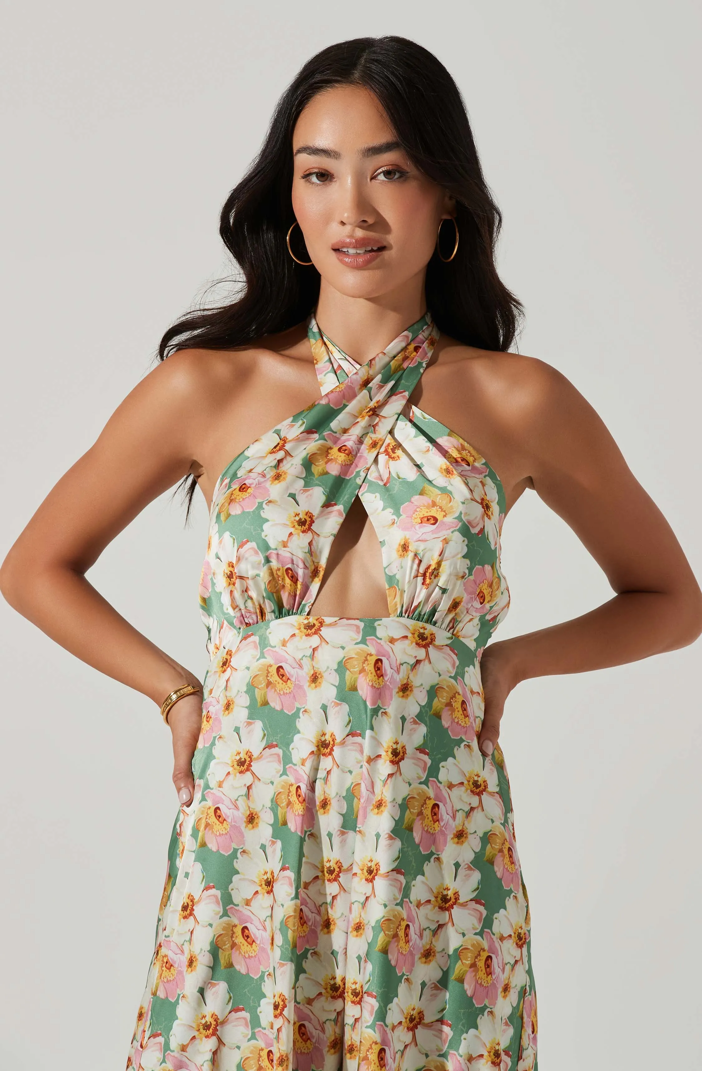 Giova Floral Halter Midi Dress