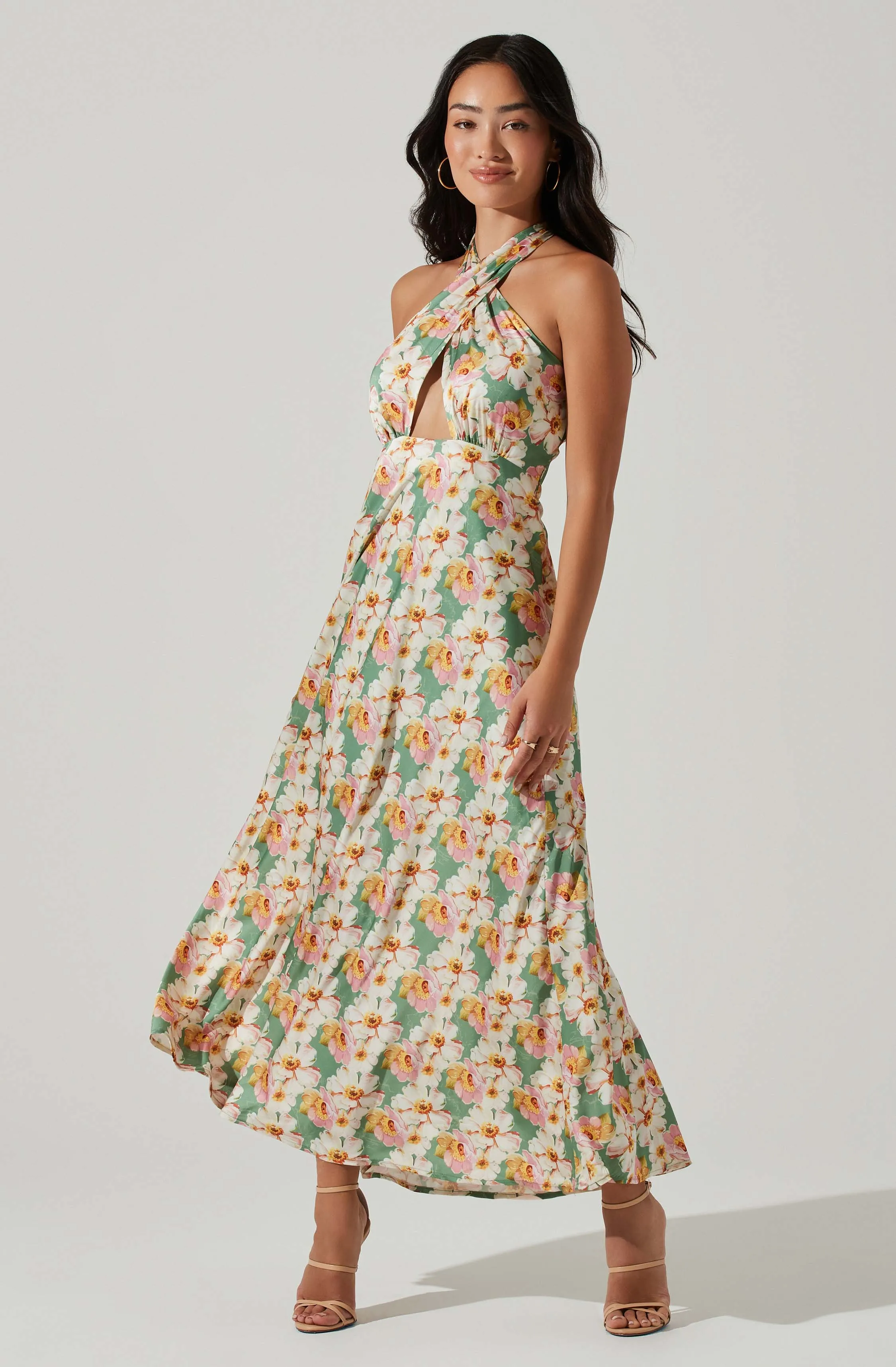 Giova Floral Halter Midi Dress