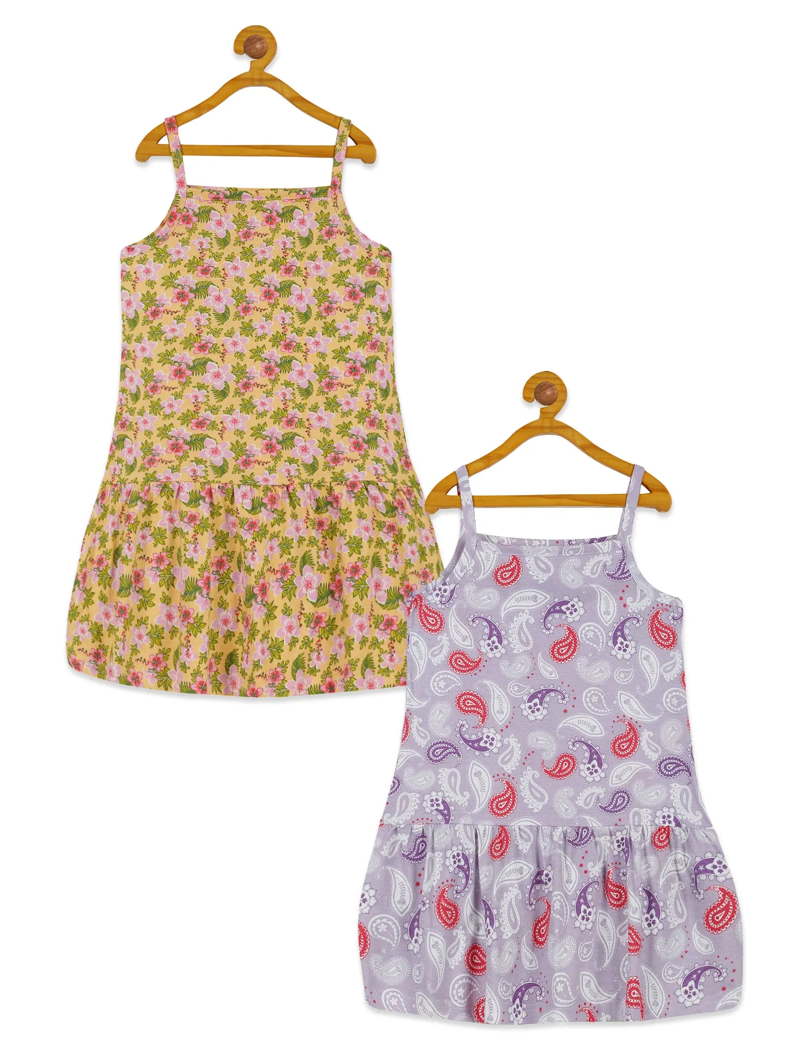 Girls Bottom Gathered Strap Dress Pack of 2