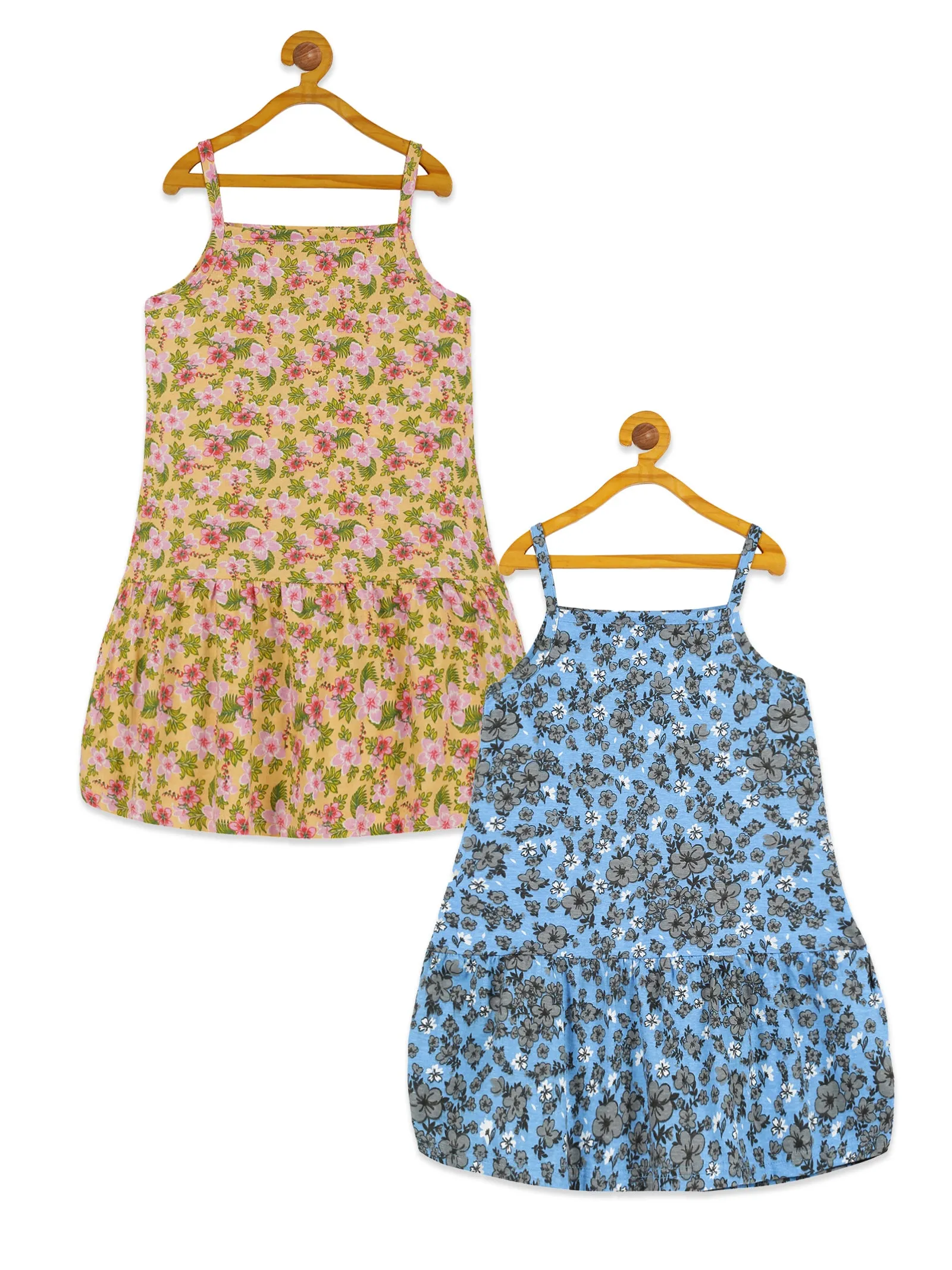 Girls Bottom Gathered Strap Dress Pack of 2