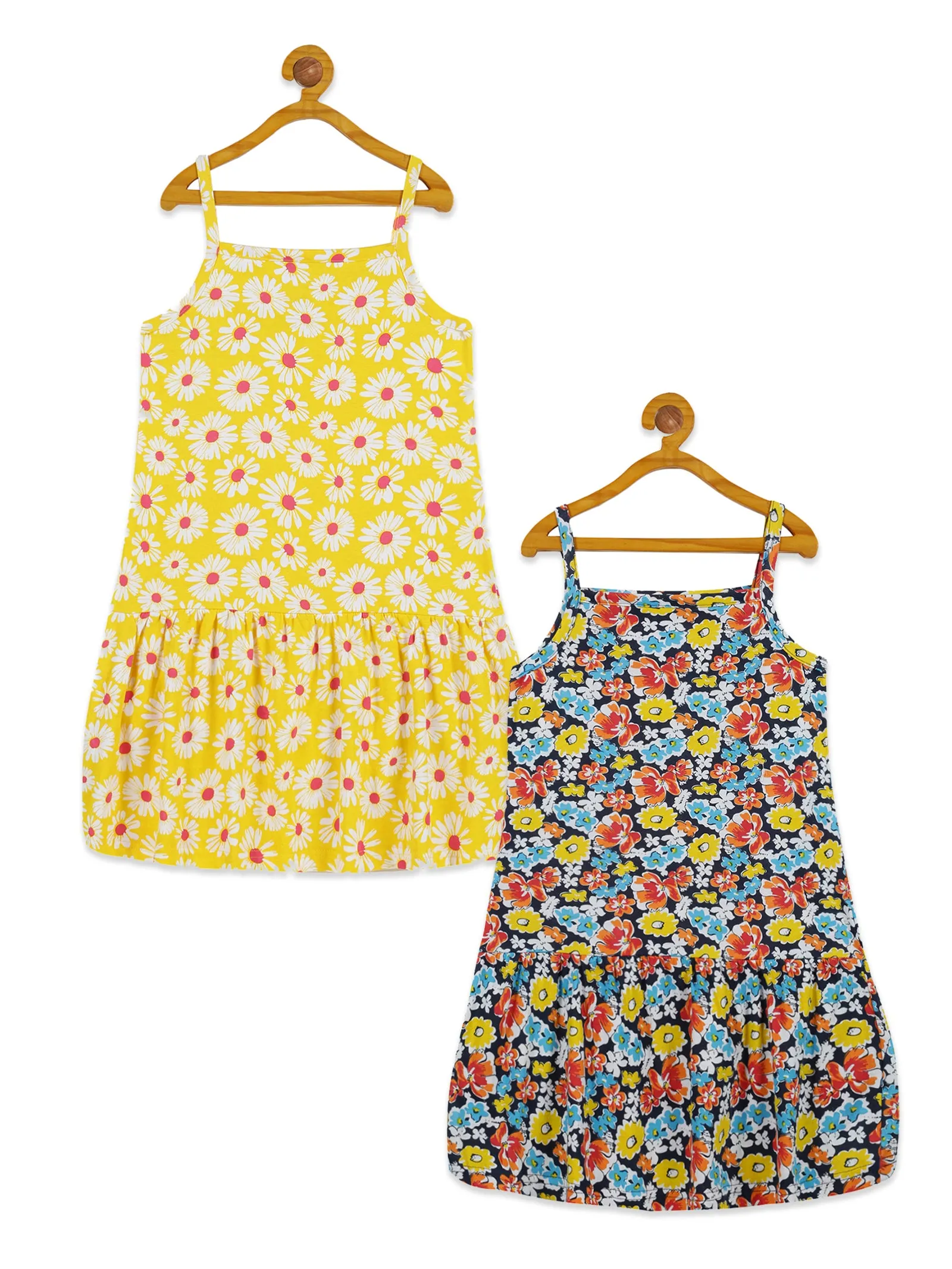 Girls Bottom Gathered Strap Dress Pack of 2