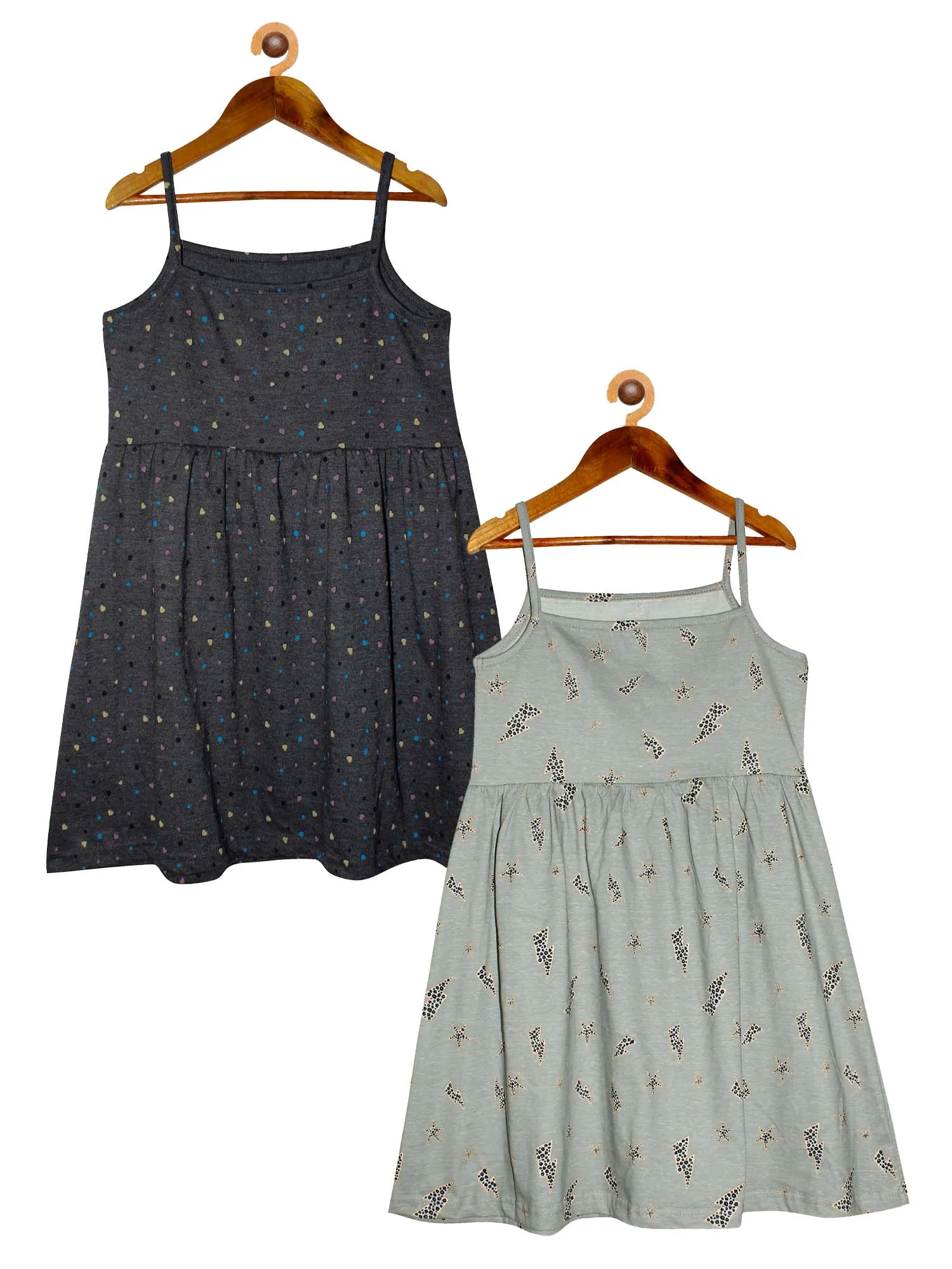 Girls Printed Strap Dress- Pack of 2