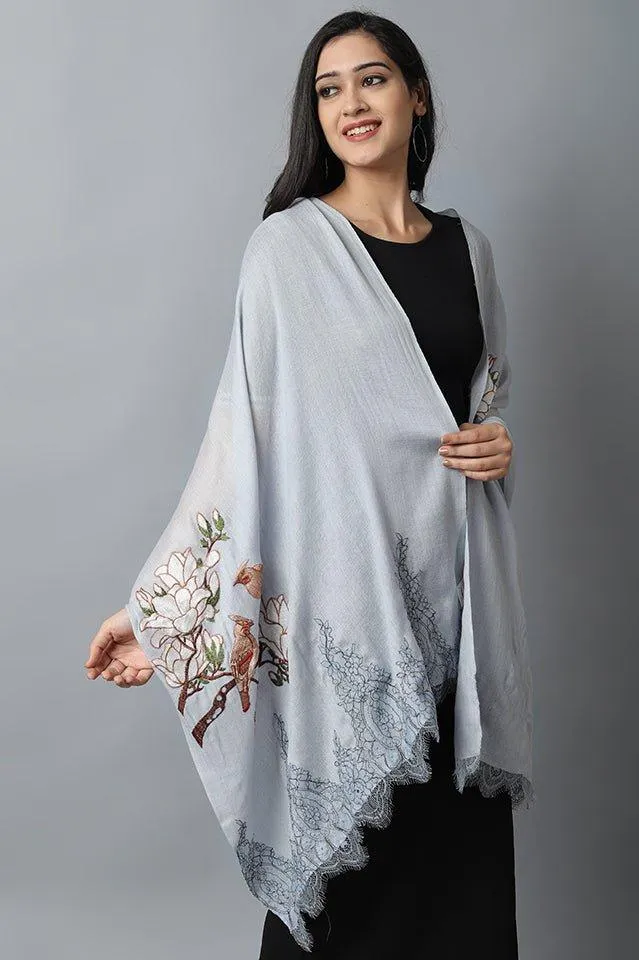 Gray Bird Pashmina- Cashmere Stole