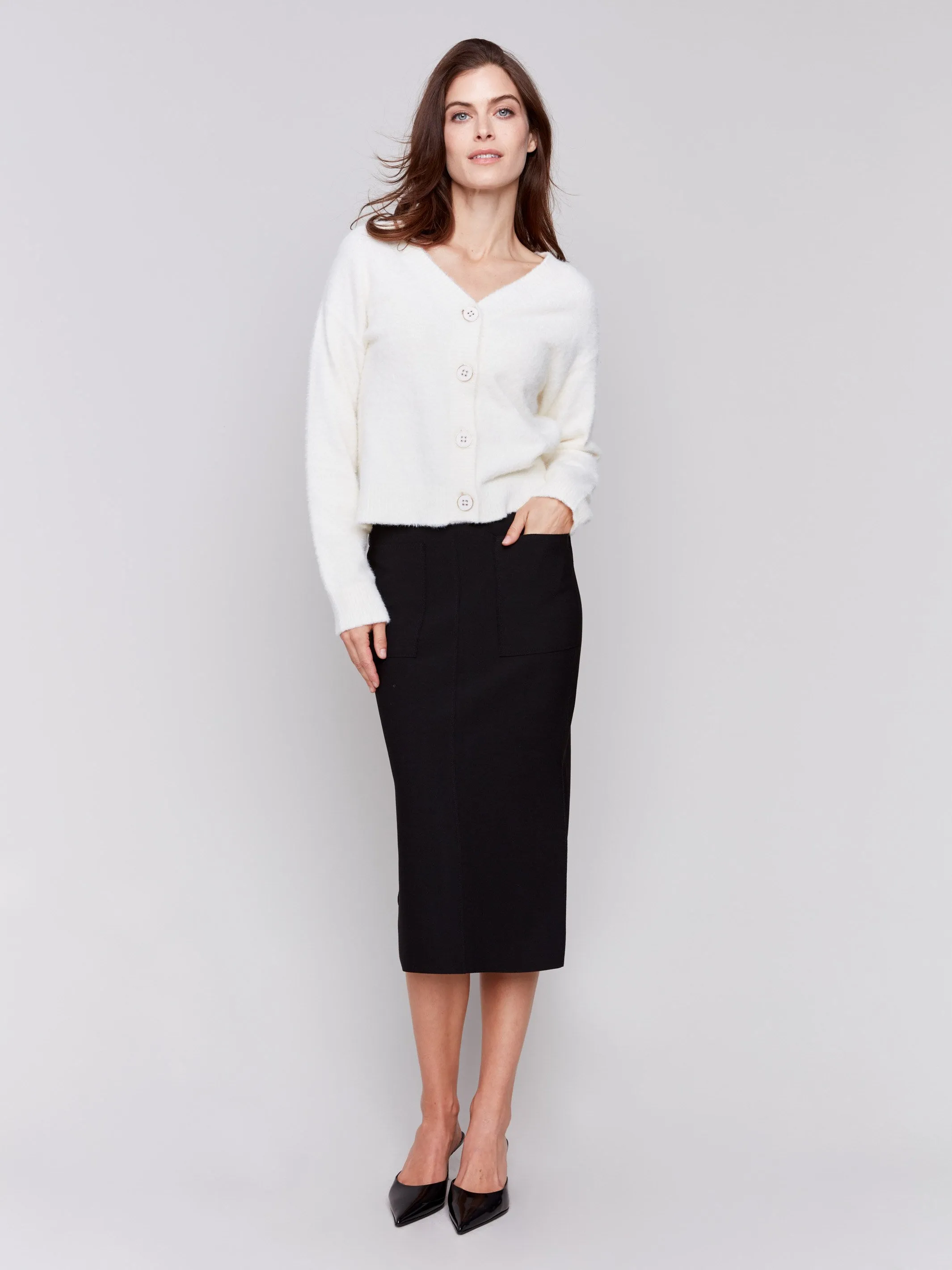 Gutsy Crepe Skirt with Patch Pockets - Black