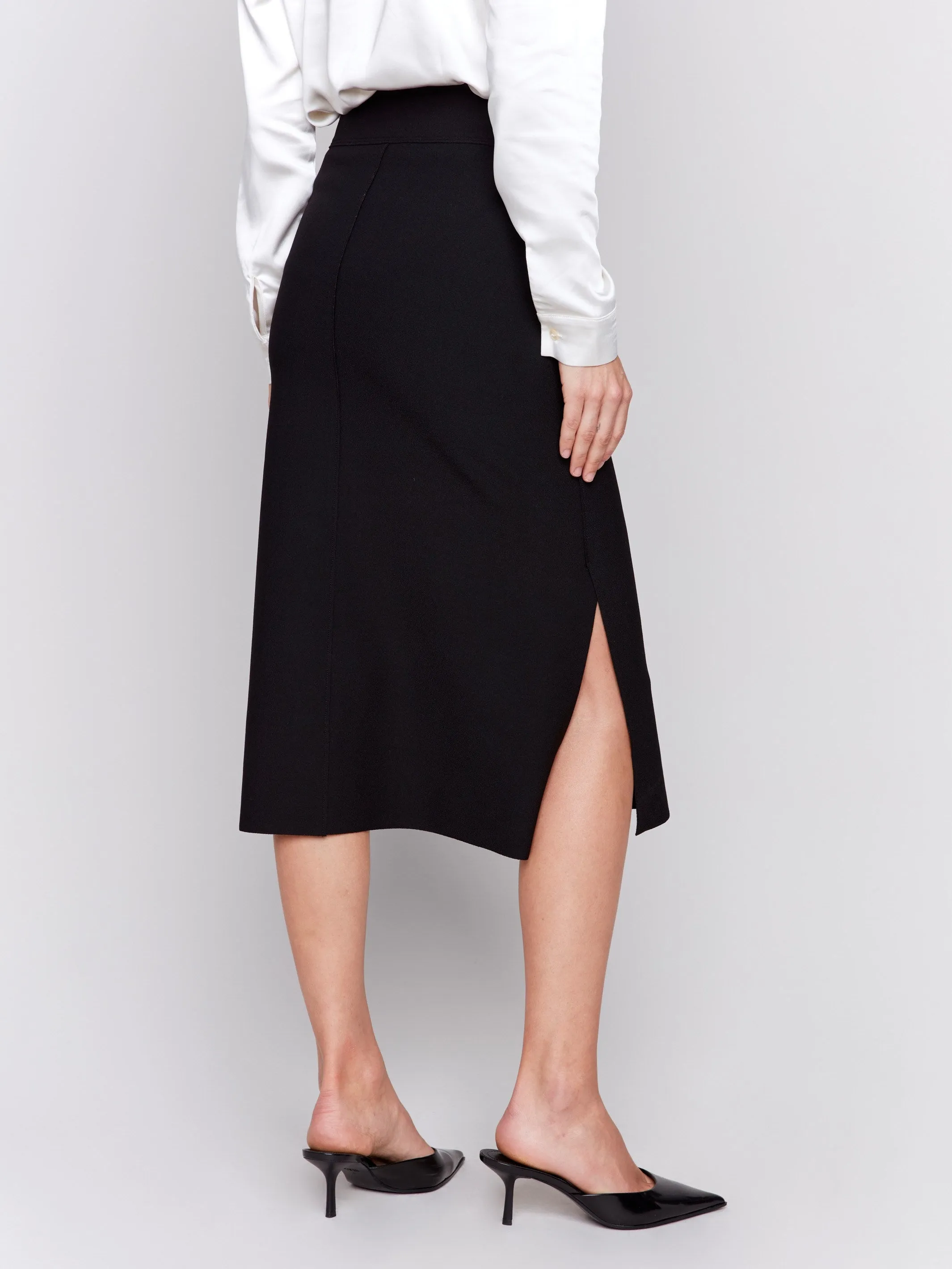 Gutsy Crepe Skirt with Patch Pockets - Black