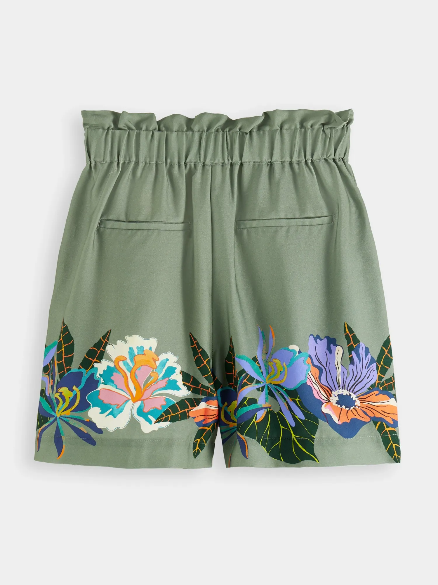 High-rise printed Tencel tennis shorts