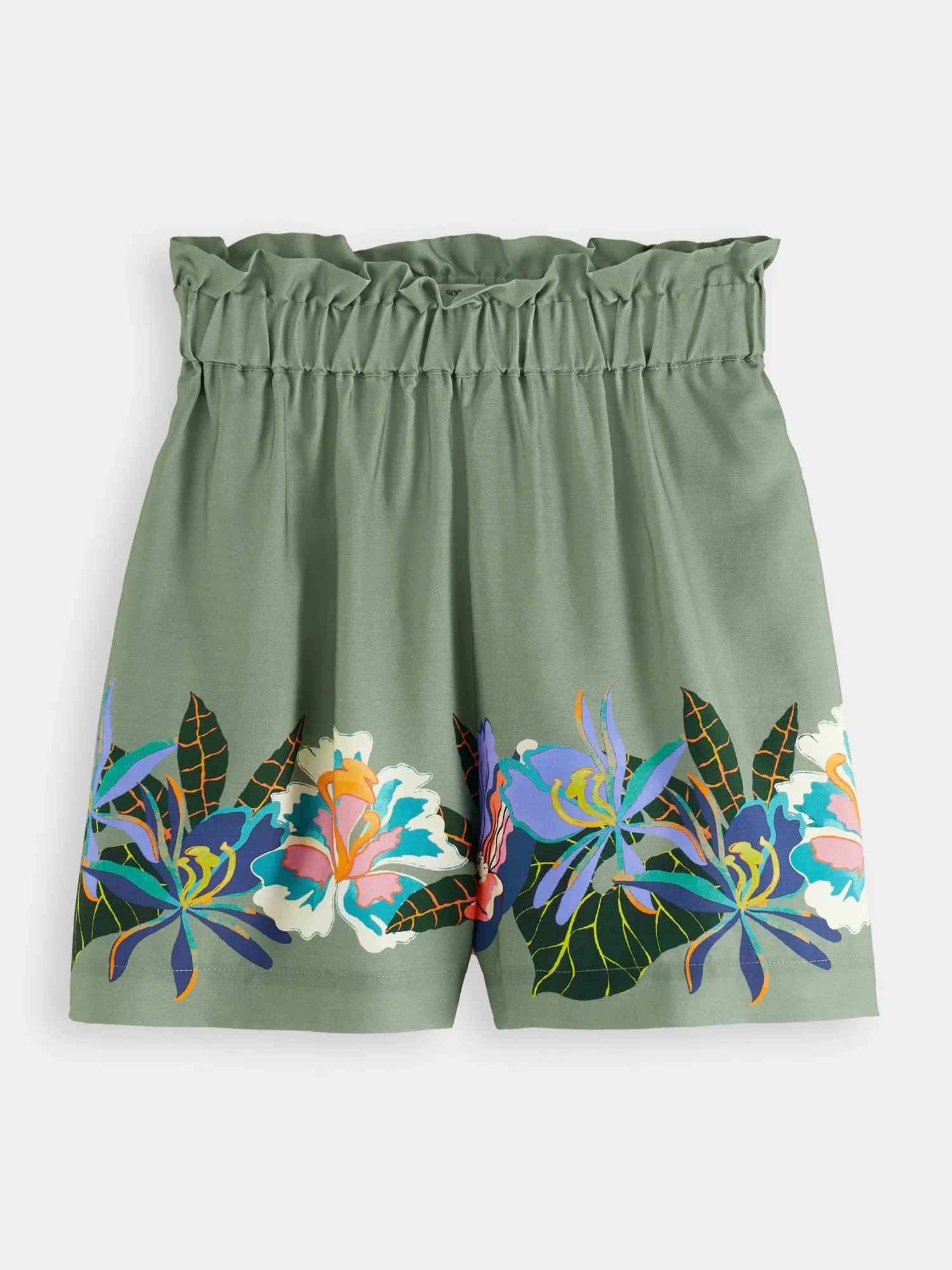 High-rise printed Tencel tennis shorts