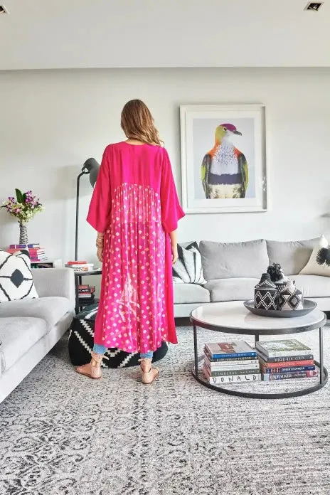 Hot Pink Two-Tone Kimono Duster