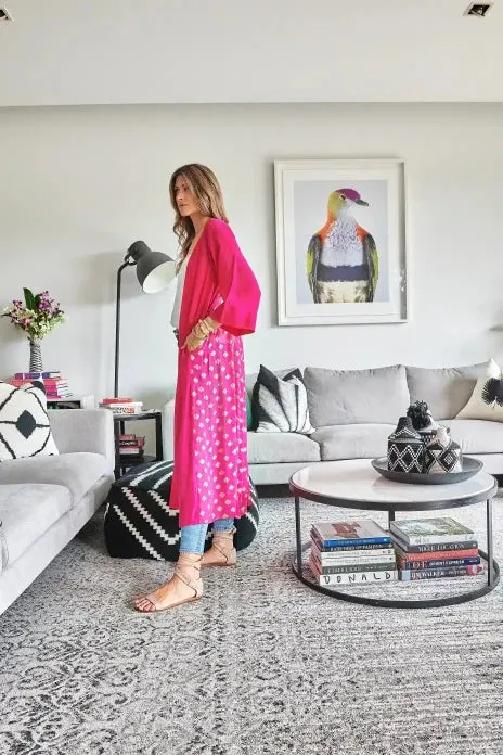 Hot Pink Two-Tone Kimono Duster