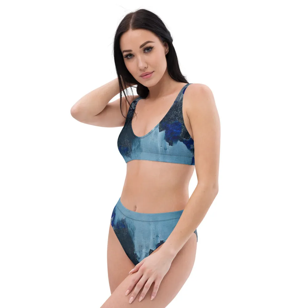 Ice Blue Recycled high-waisted bikini