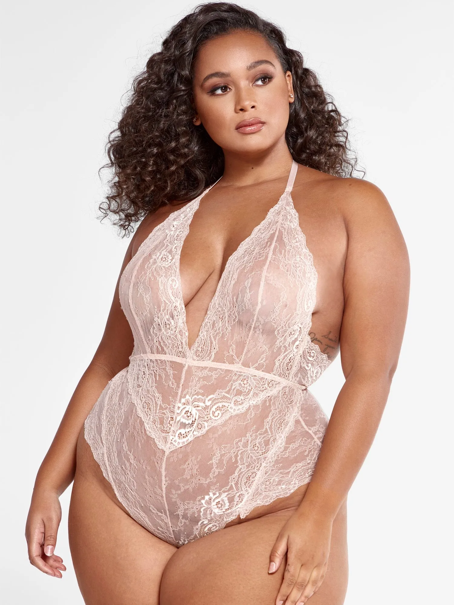 Jamela Halter Lace Bodysuit