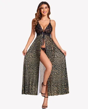 Leopard High Split Maxi Gown Dress