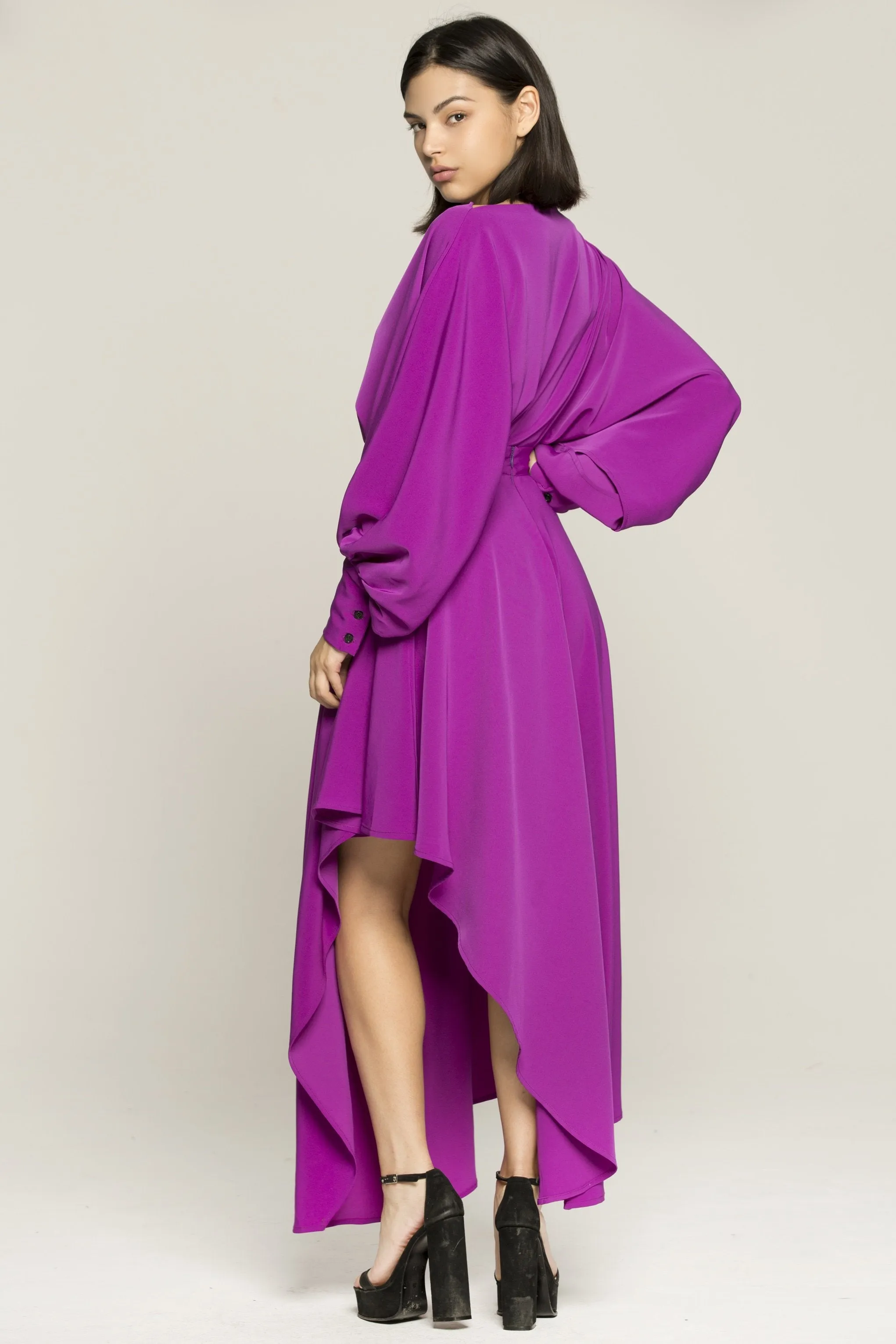 Lilac Boat Neck Jacket and Ruffled Skirt Set