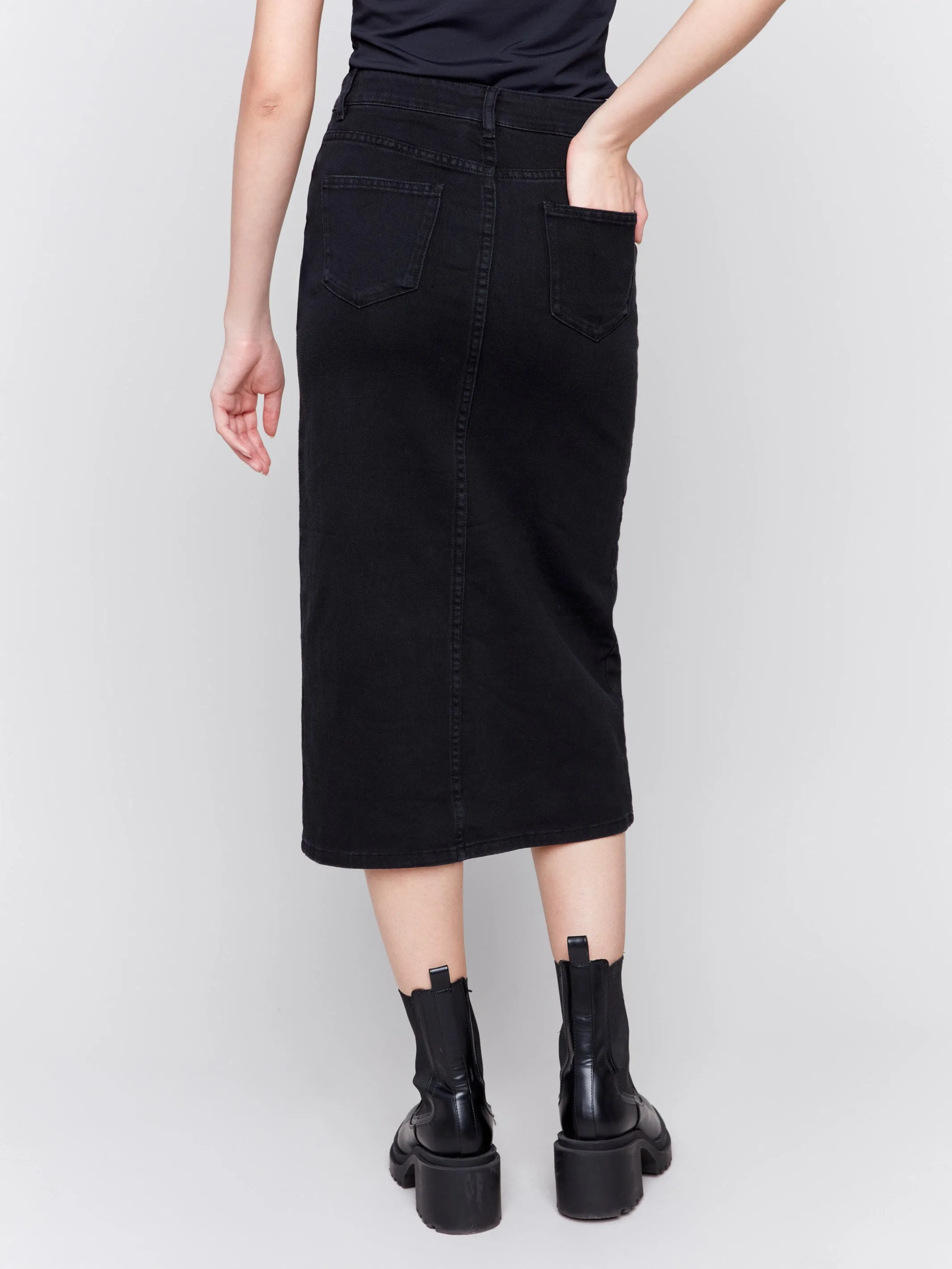 Long Denim Skirt - Charcoal