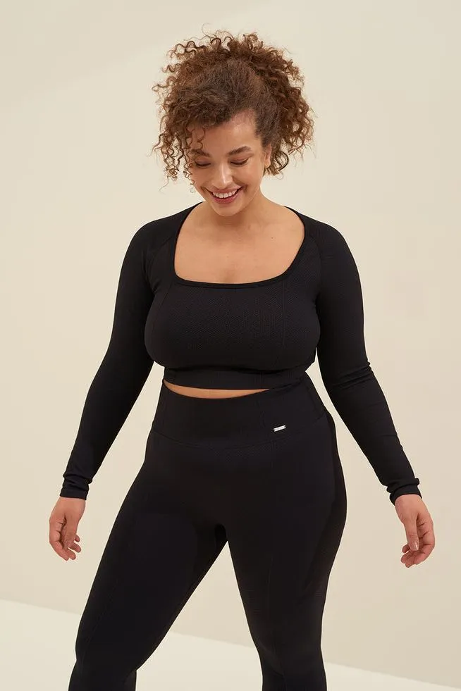 Luxe Seamless Crop Long Sleeve - Black