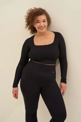 Luxe Seamless Crop Long Sleeve - Black