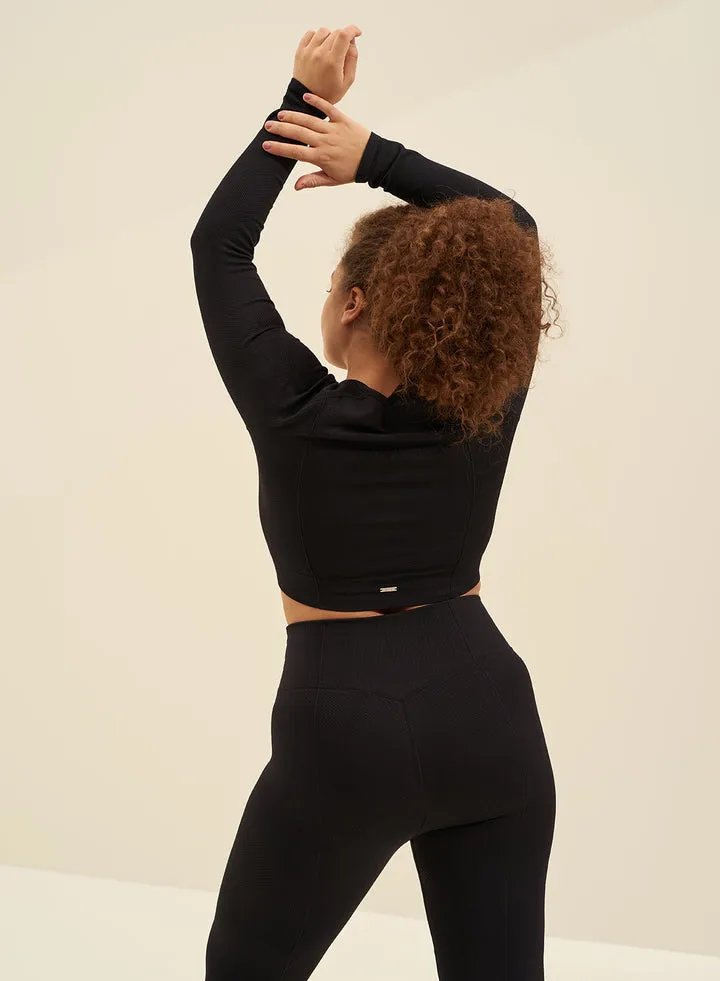 Luxe Seamless Crop Long Sleeve - Black