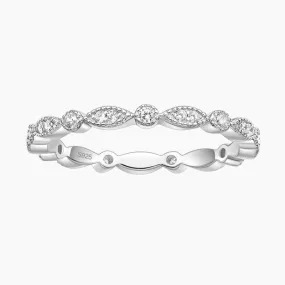 Marquise Round Milgrain Stackable Ring