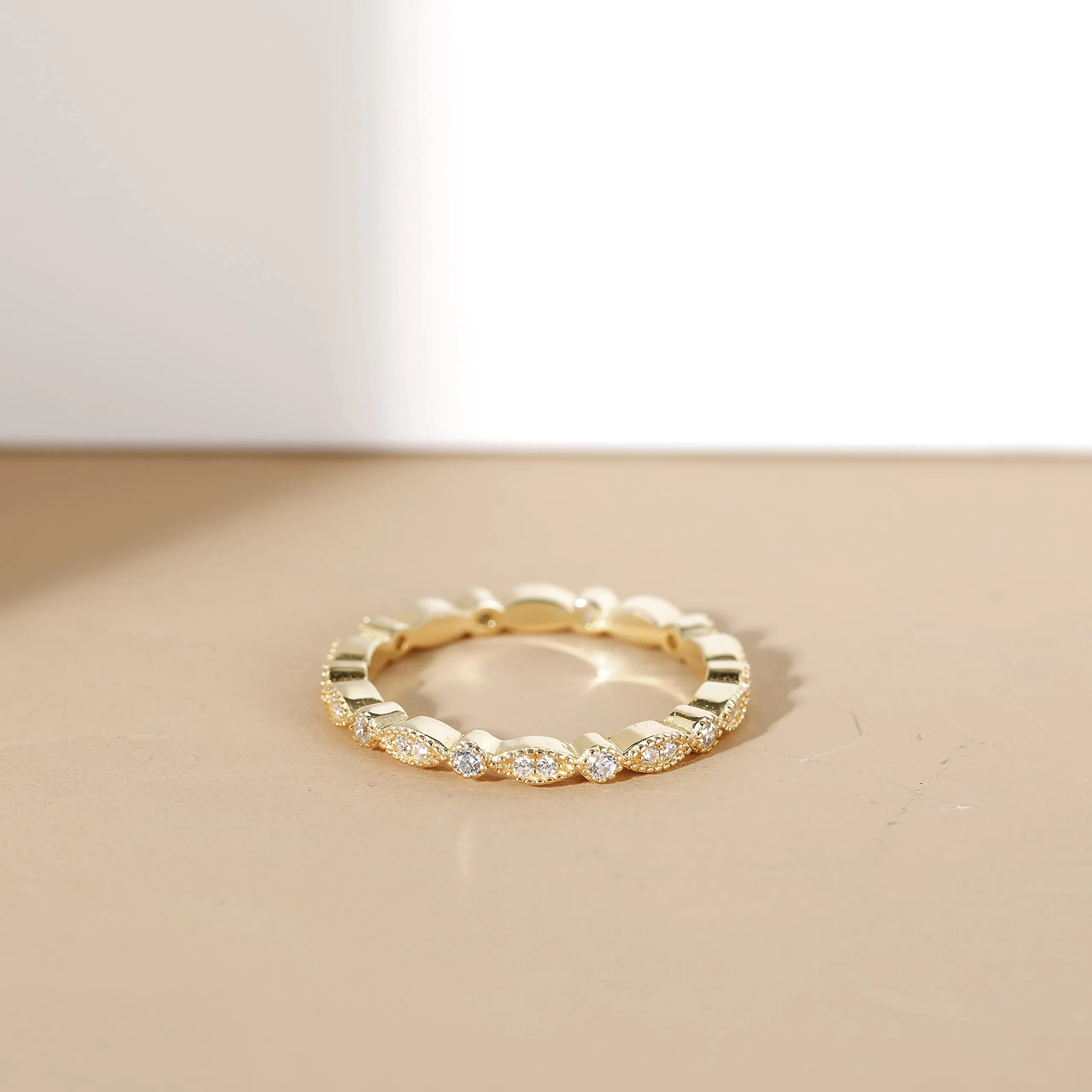 Marquise Round Milgrain Stackable Ring