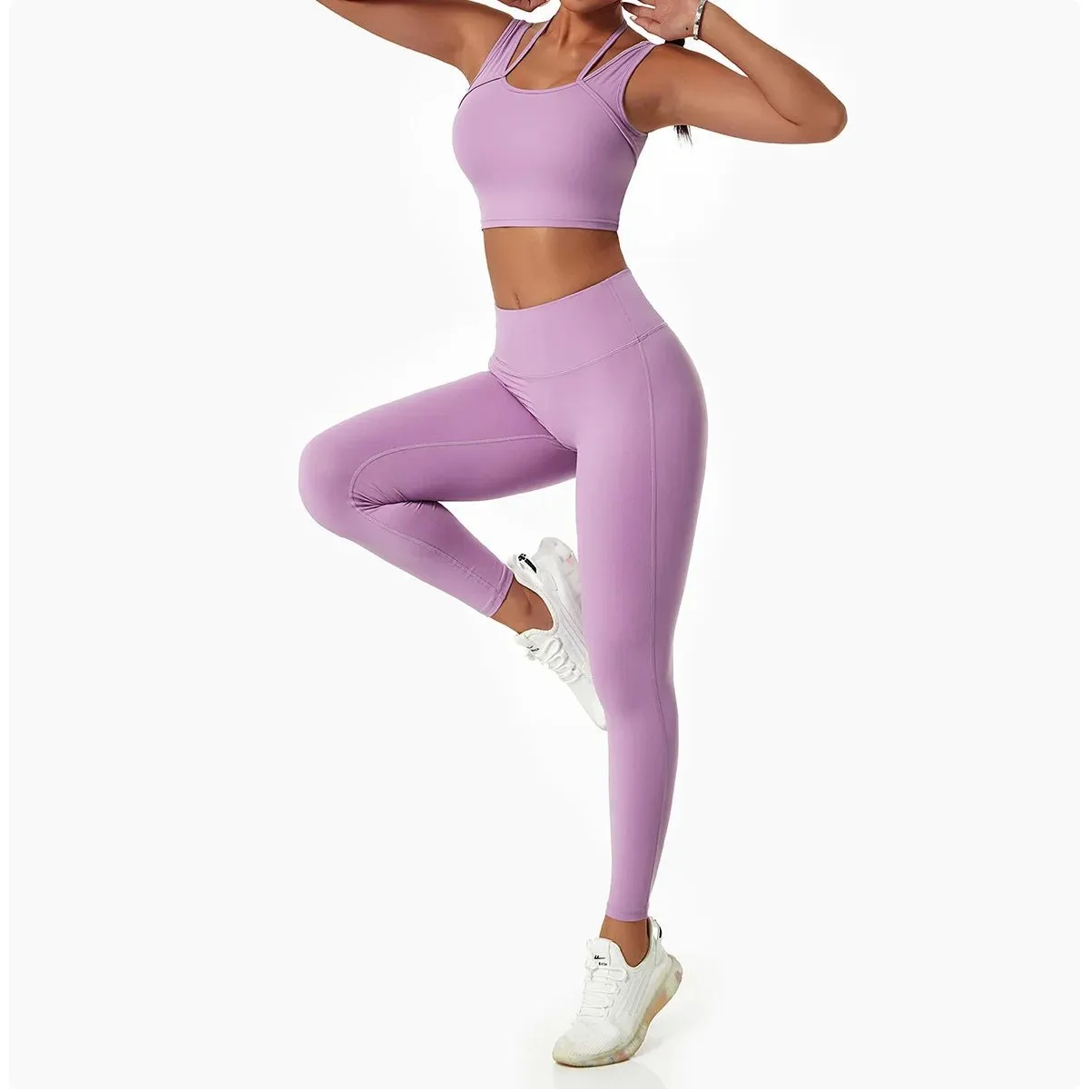 New Fitness Gym Sets 4-Piece Long Sleeve Hoodie Tracksuit Bra Leggings Workout Apparel Yoga Set for Women