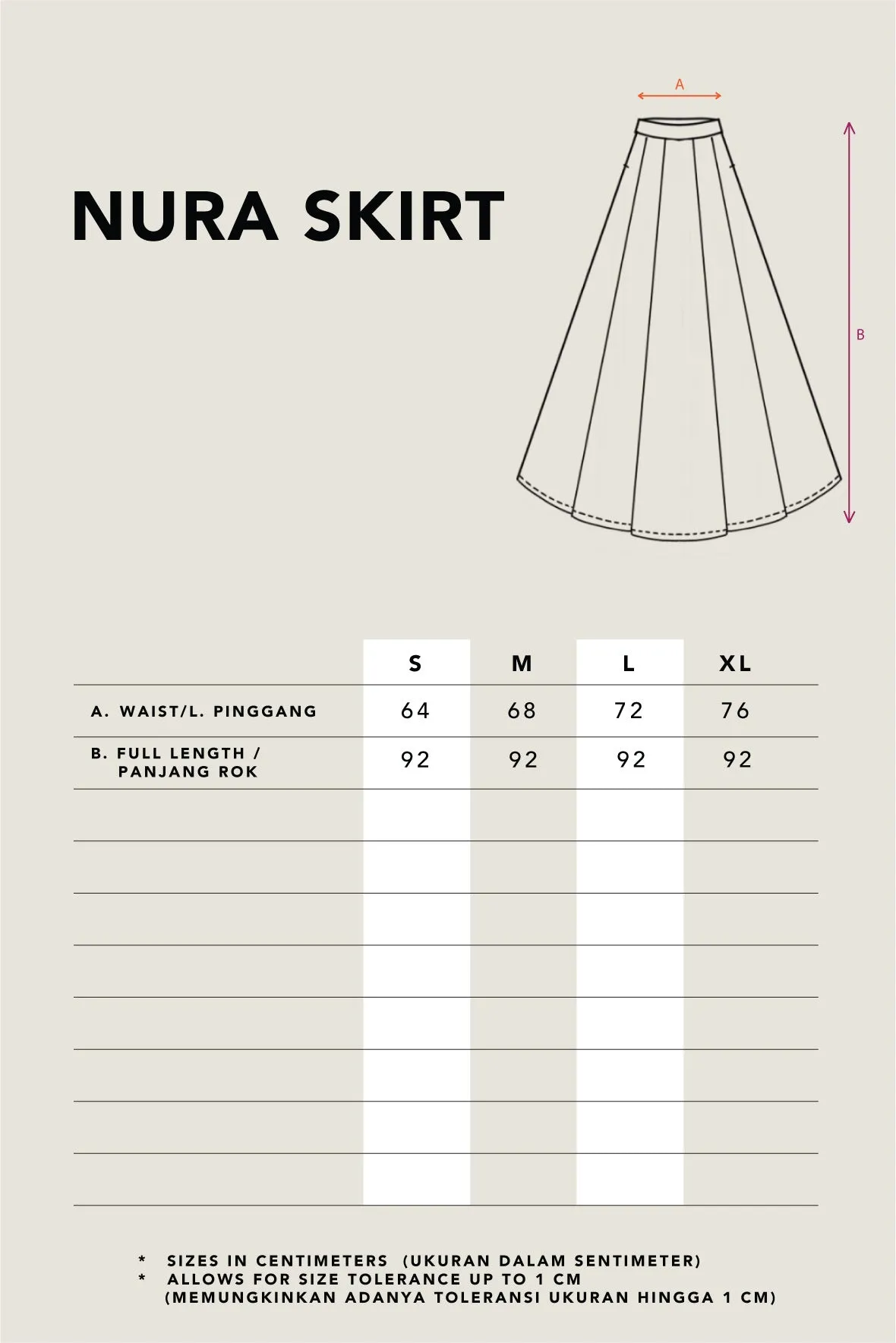 NURA SKIRT PLAIN CREME