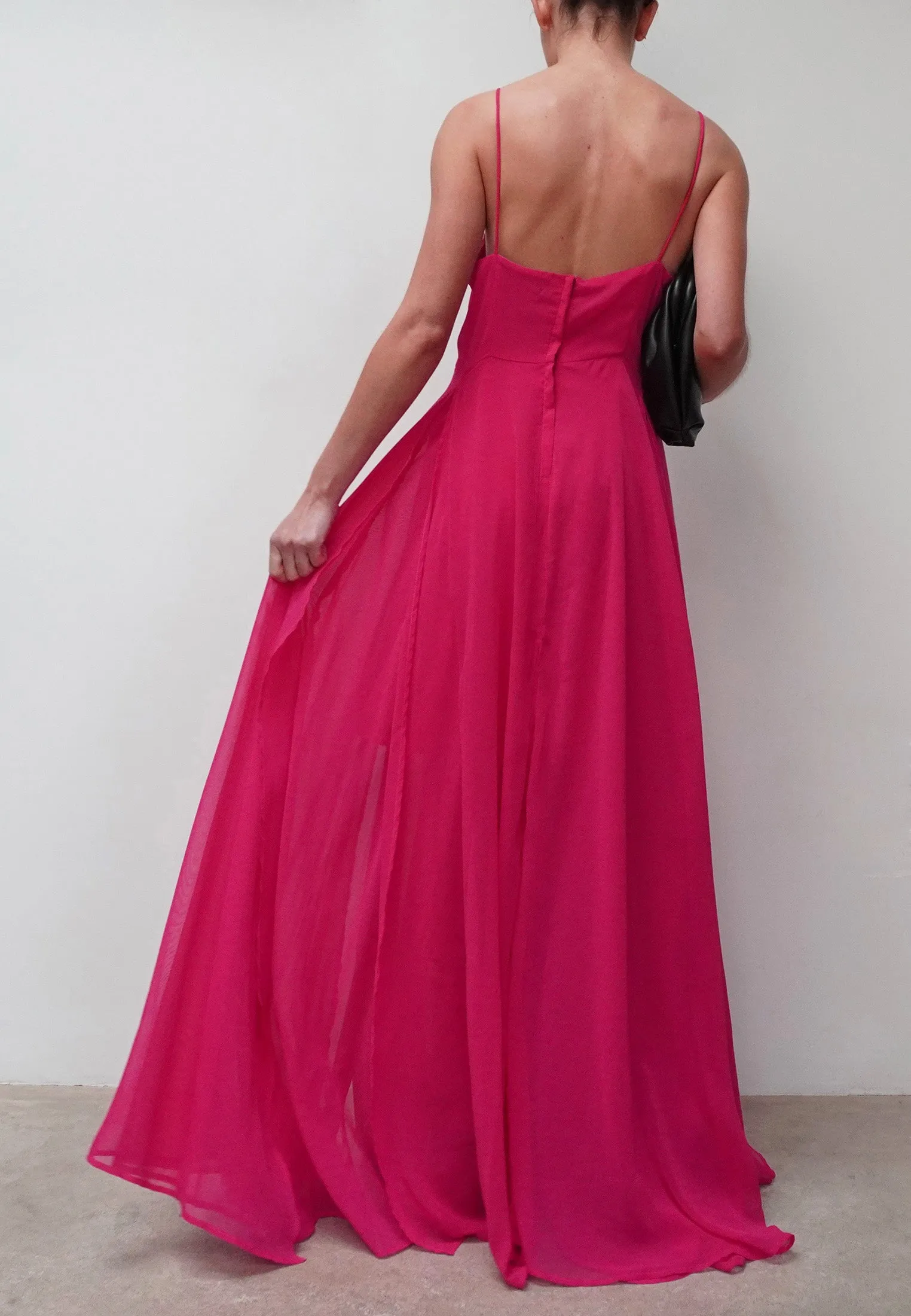 OLSEN MAXI DRESS HOT PINK