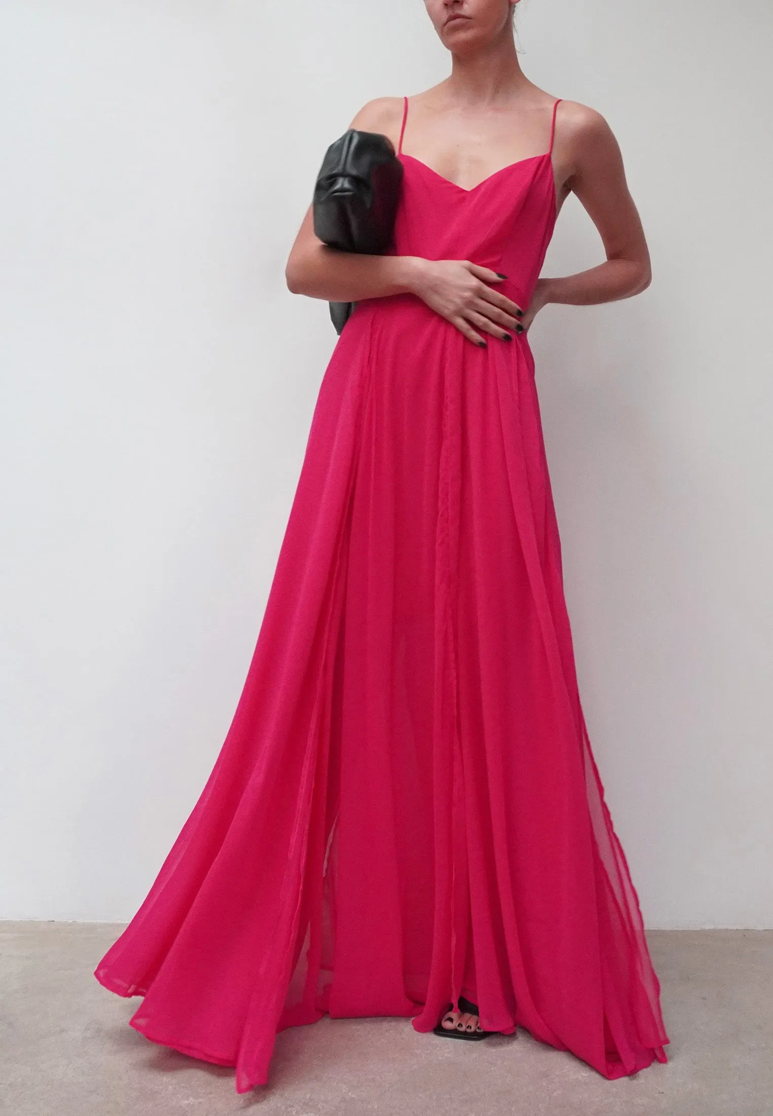 OLSEN MAXI DRESS HOT PINK