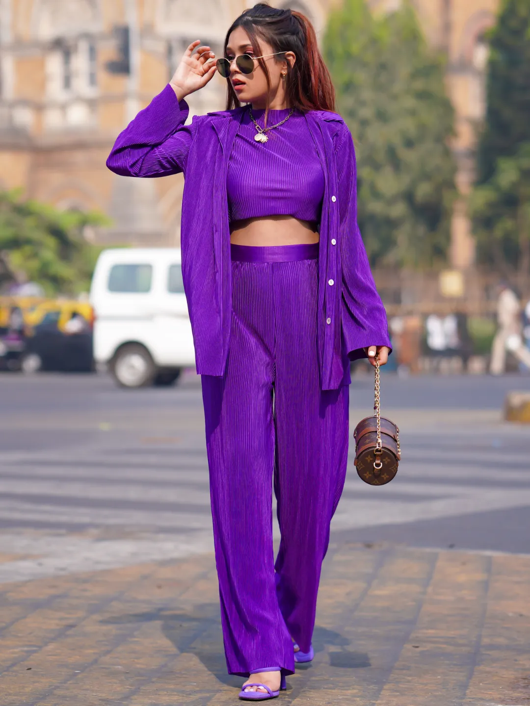 On the Go Two Piece Pleated Shirt & Pants Co-ord set