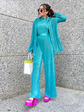 On the Go Two Piece Pleated Shirt & Pants Co-ord set