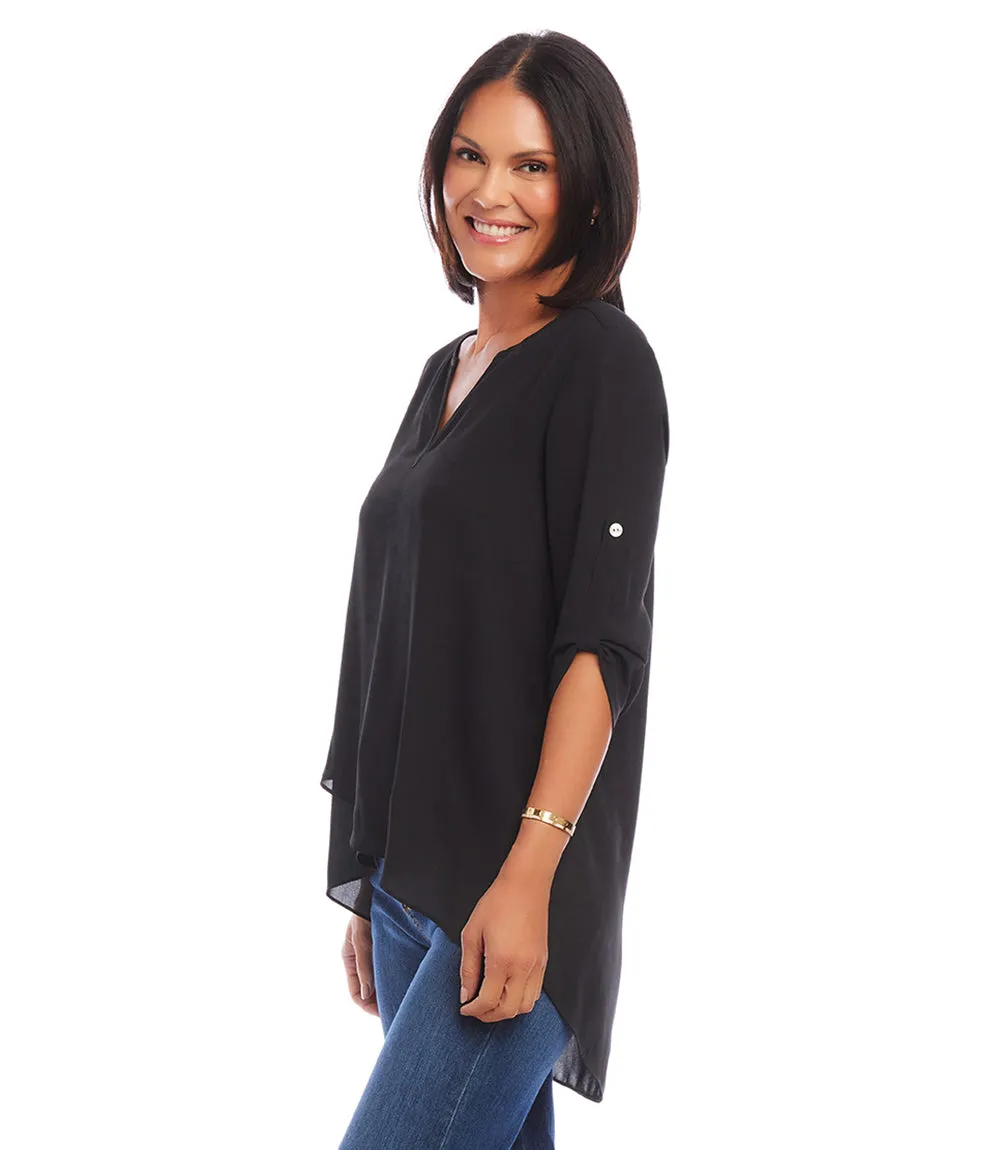 Petite Size Asymmetric Hem Wrap Top