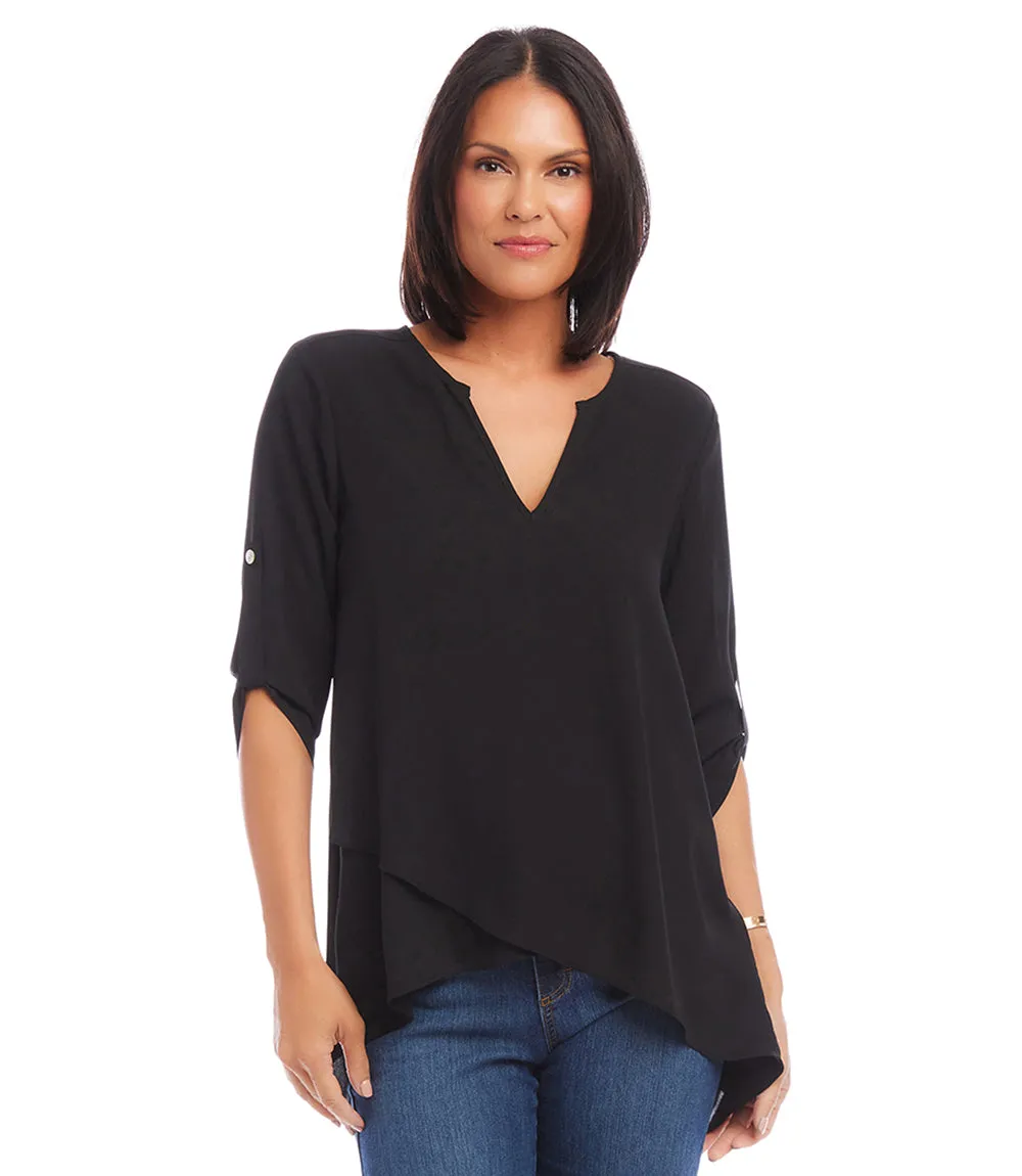 Petite Size Asymmetric Hem Wrap Top