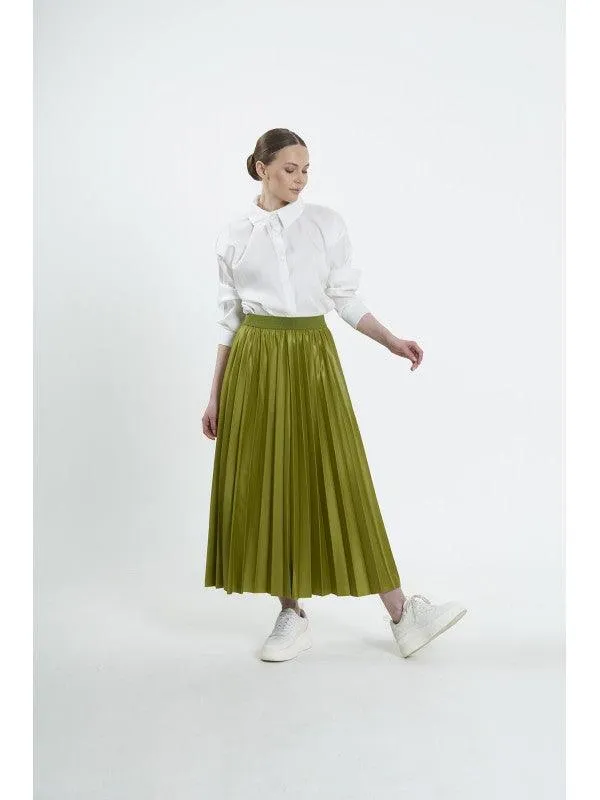 PLEAT LAD FAS SKIRT YELLOW GREEN 4203-17 HE