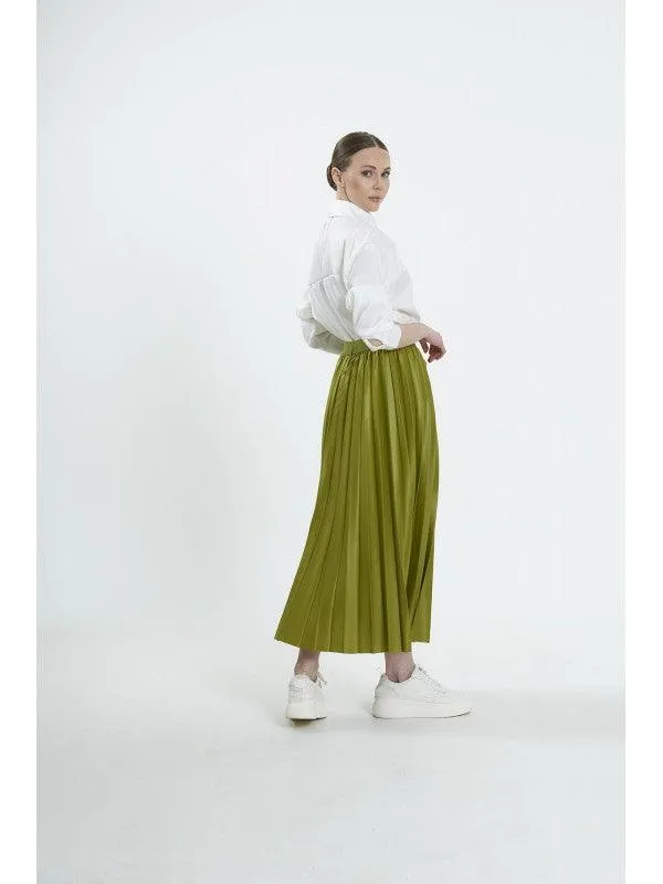 PLEAT LAD FAS SKIRT YELLOW GREEN 4203-17 HE