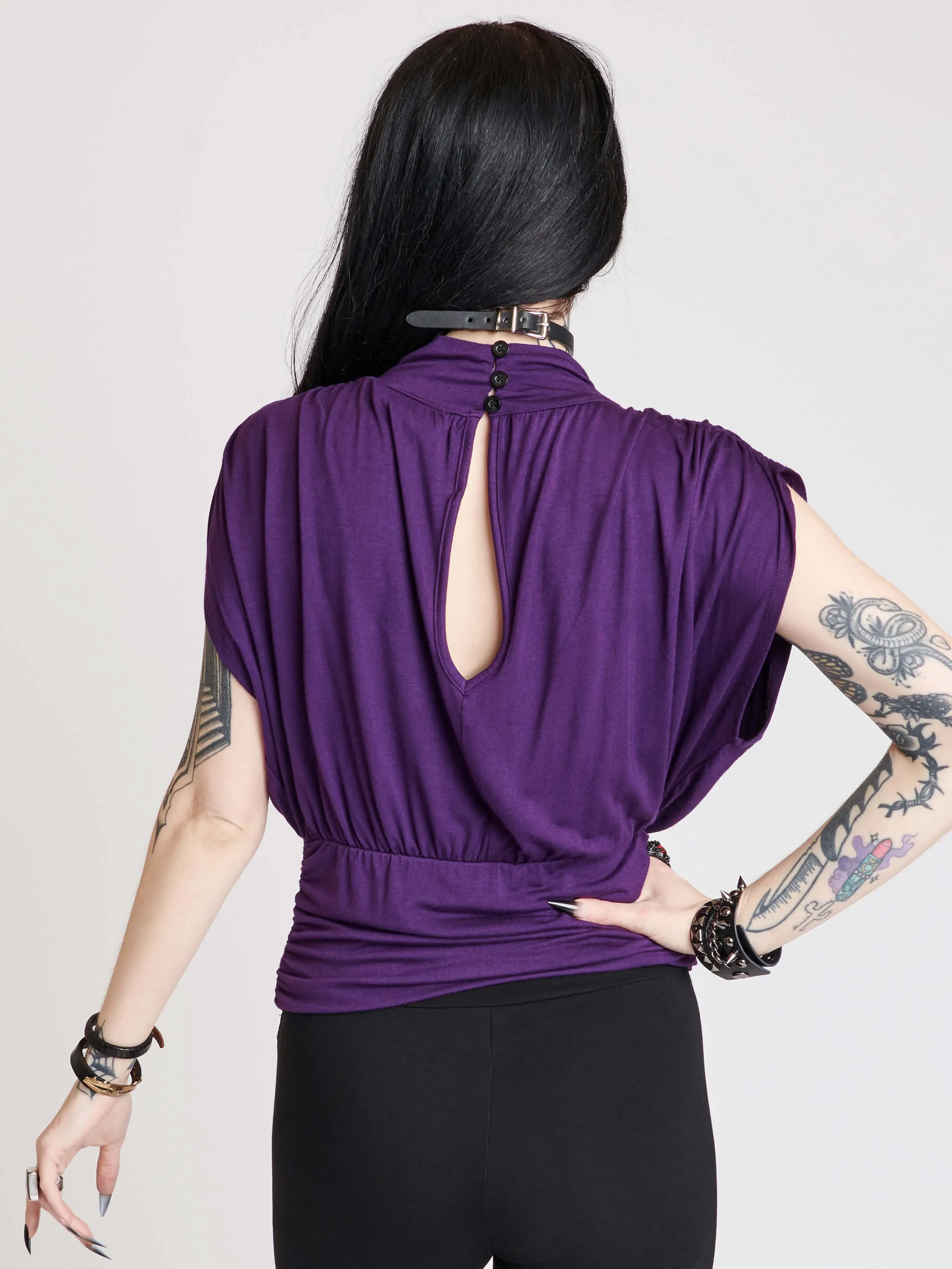 Purple Vintage Shirred Top