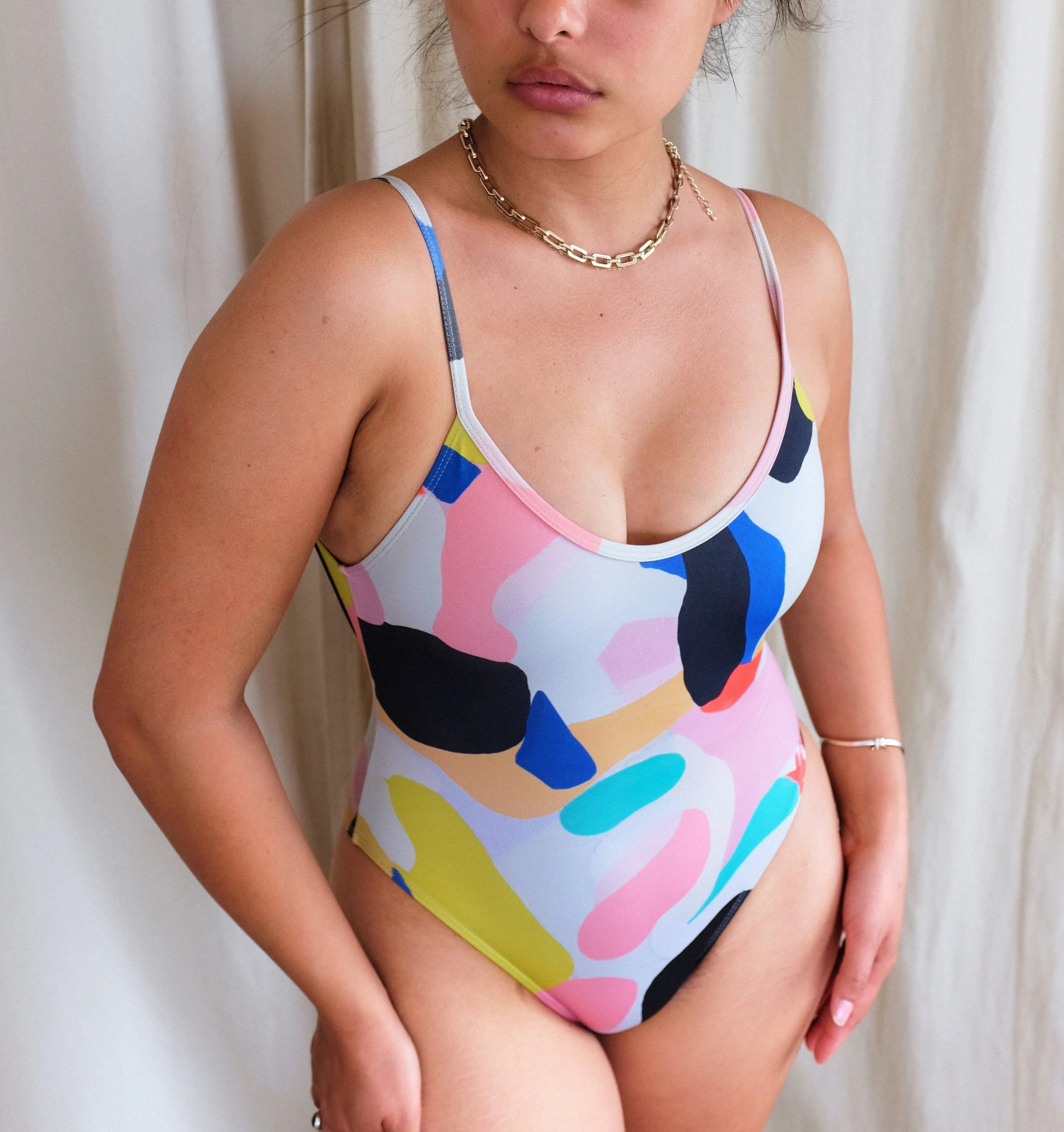 Scoop back swimsuit [Julian Smith Print]