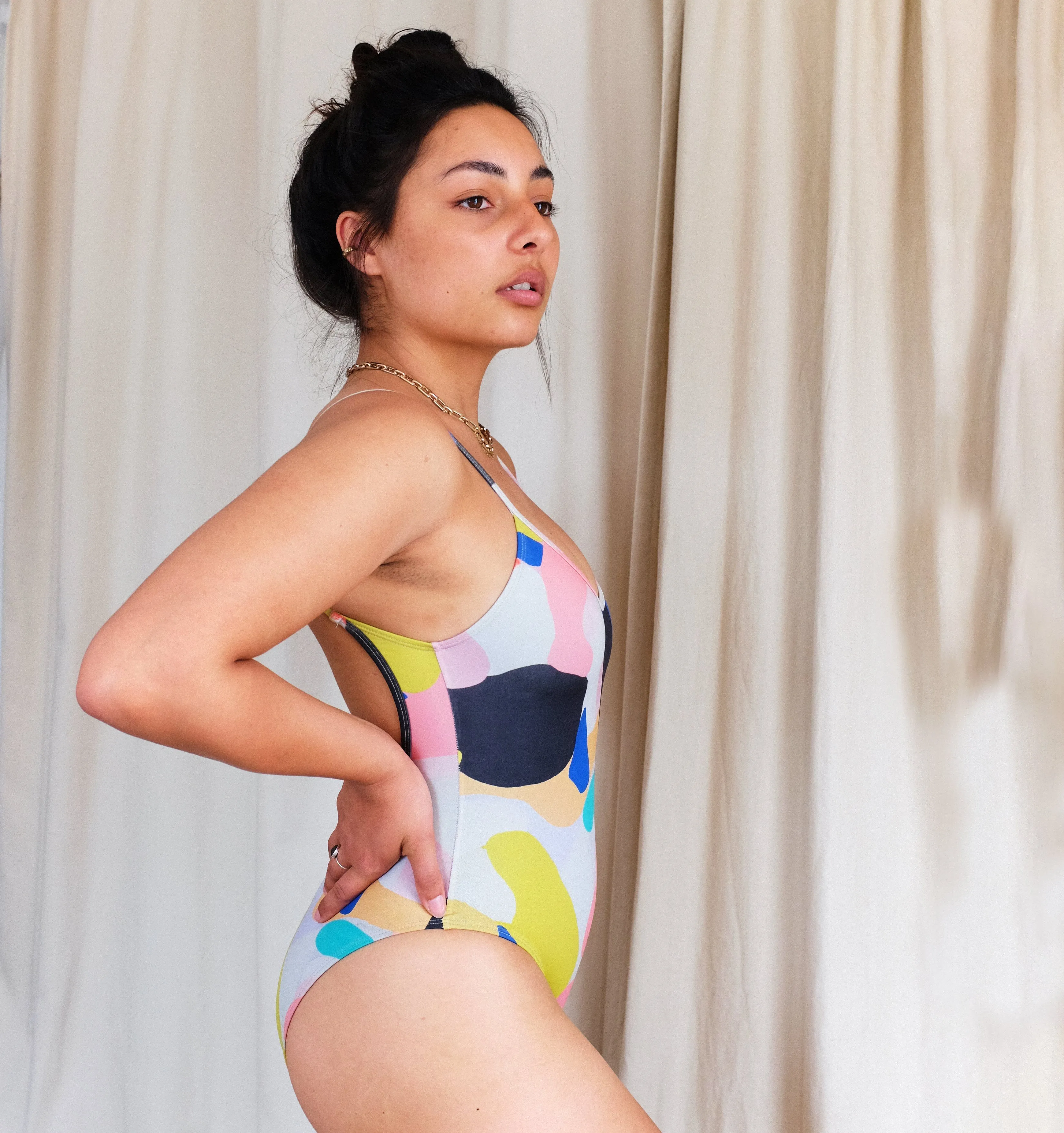 Scoop back swimsuit [Julian Smith Print]