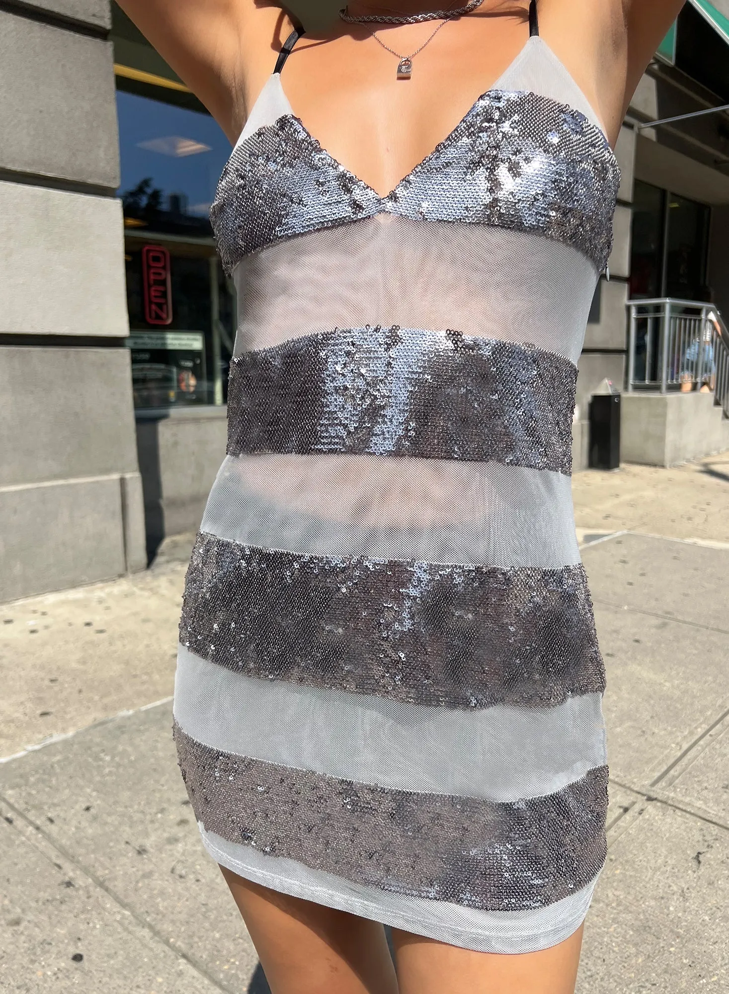 Sequin Stripe Mini Slip