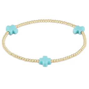 Signature Cross Gold Pattern 2mm Bead Bracelet