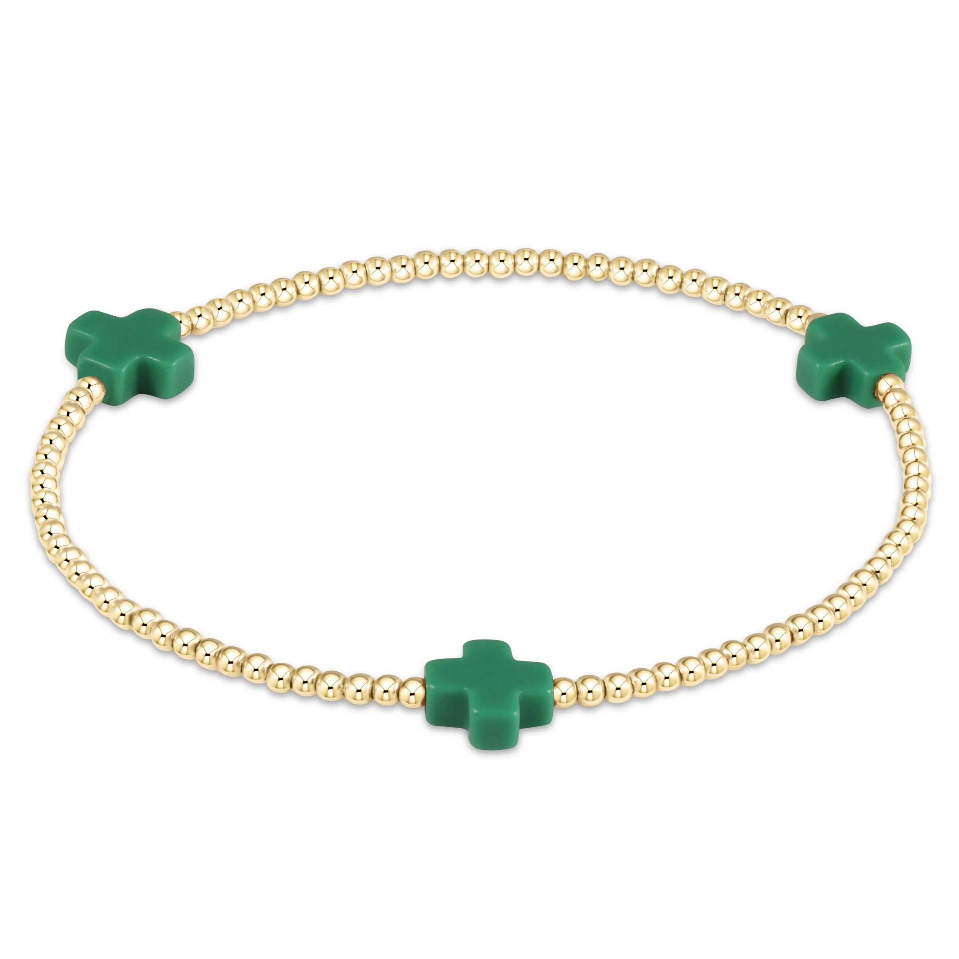 Signature Cross Gold Pattern 2mm Bead Bracelet