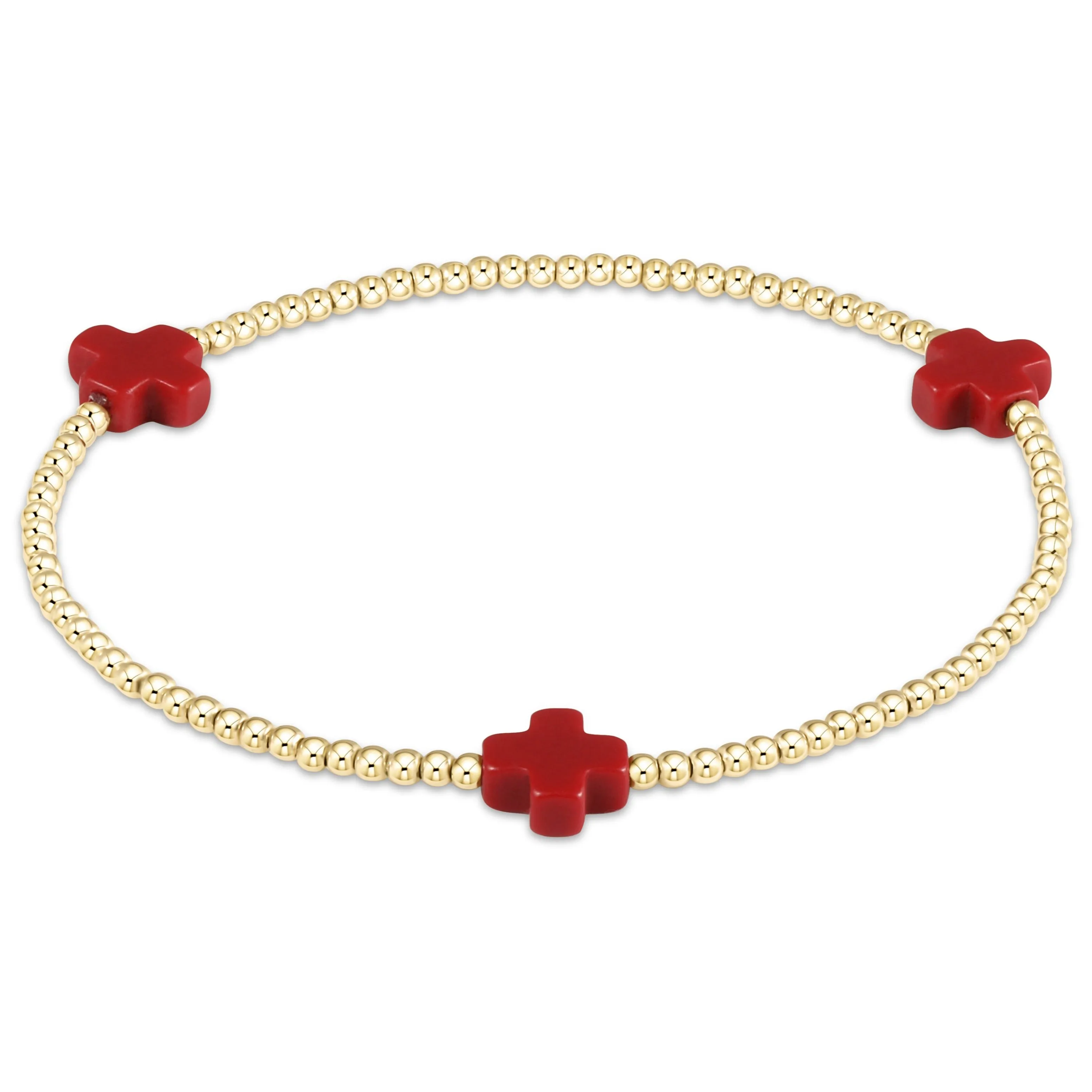 Signature Cross Gold Pattern 2mm Bead Bracelet