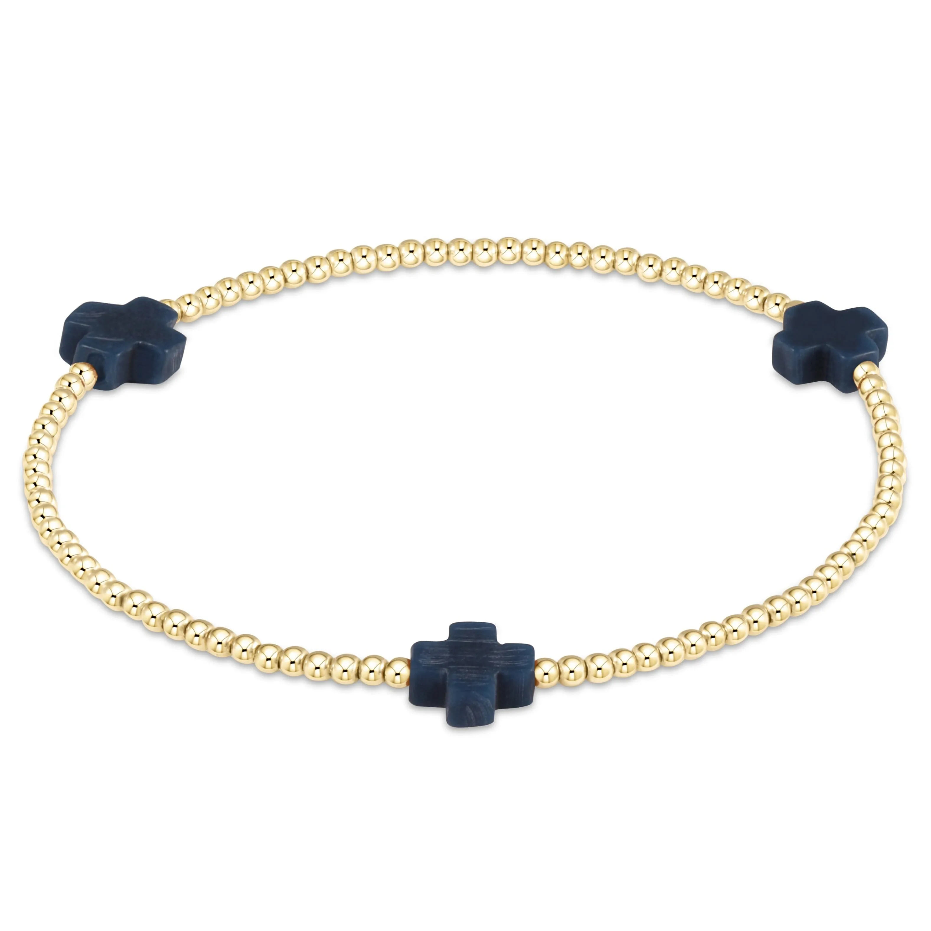 Signature Cross Gold Pattern 2mm Bead Bracelet