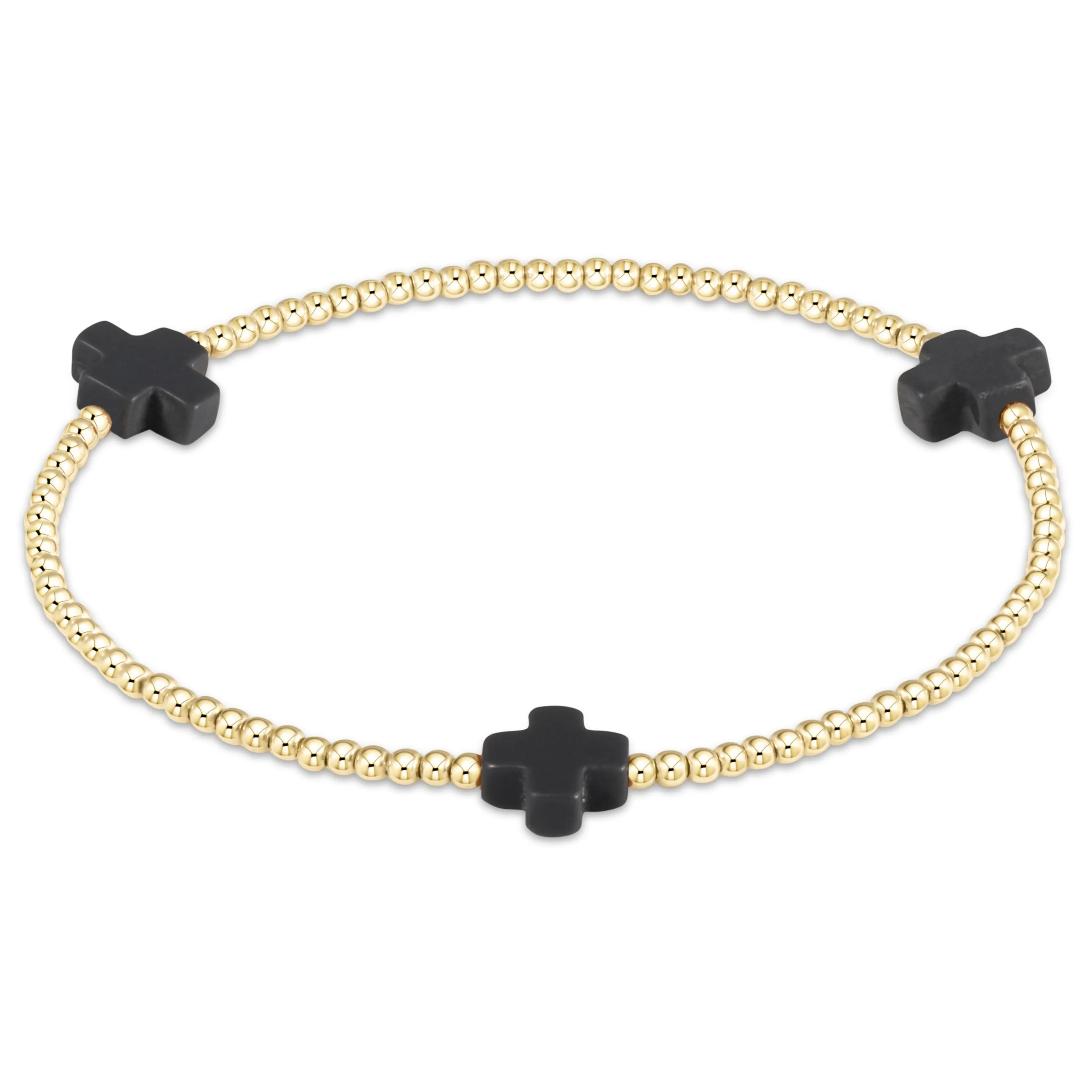 Signature Cross Gold Pattern 2mm Bead Bracelet