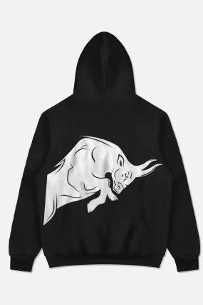 Signature White Bull Oversized Hoodie (BLACK)